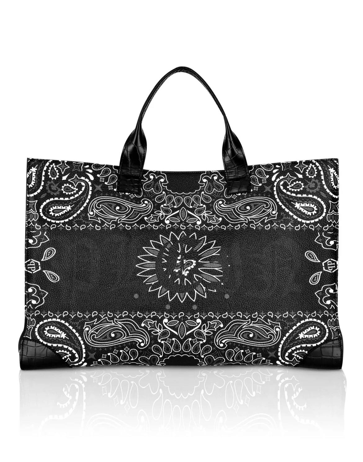 Leather Handle Bag Paisley Gothic Plein, цвет: Черный