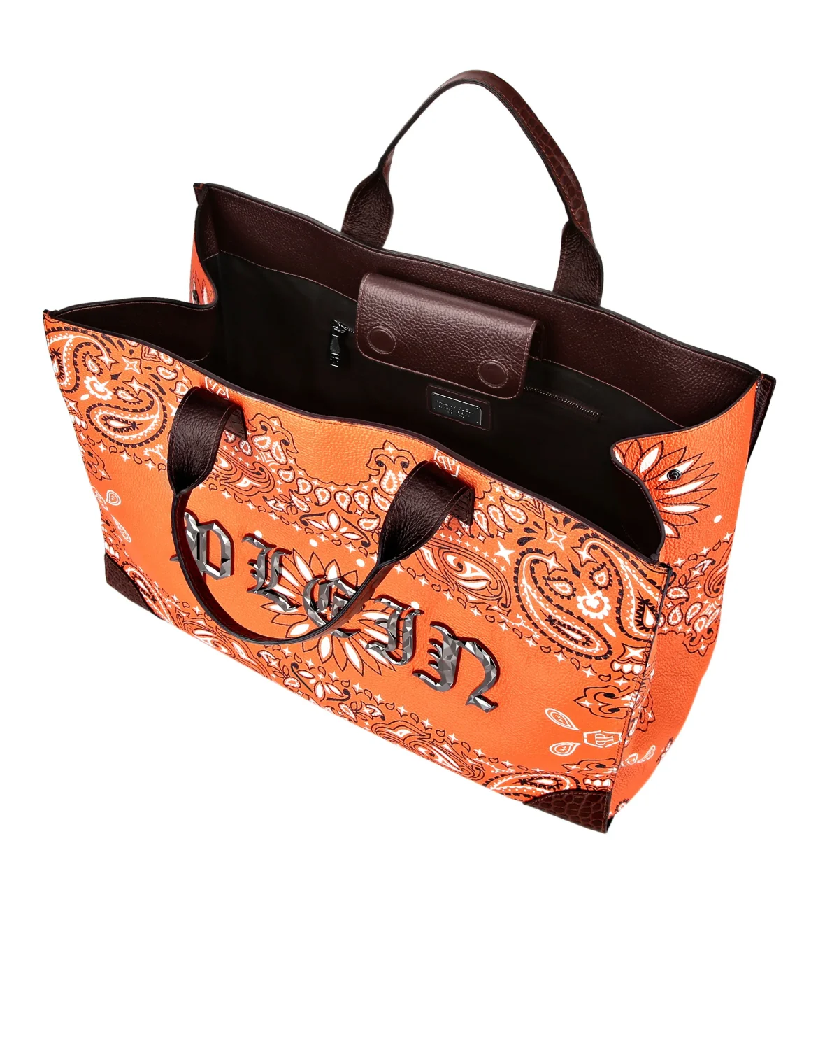 Leather Handle Bag Paisley Gothic Plein, цвет: Оранжевый