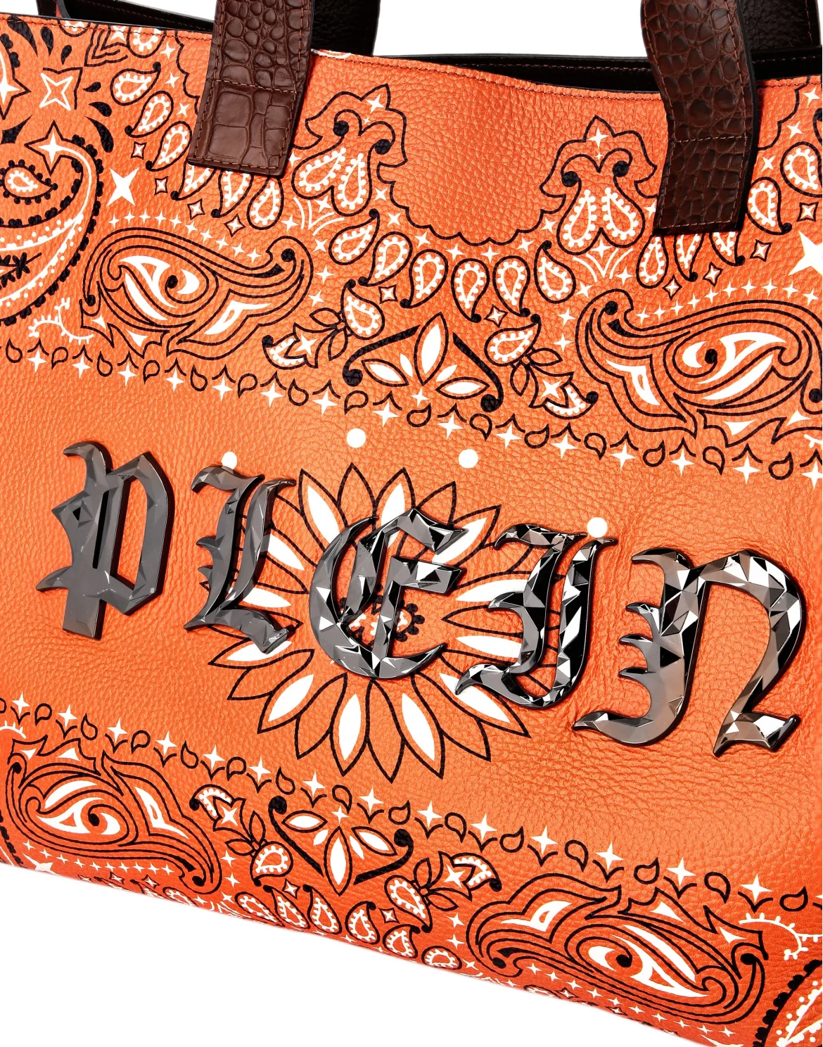 Leather Handle Bag Paisley Gothic Plein, цвет: Оранжевый