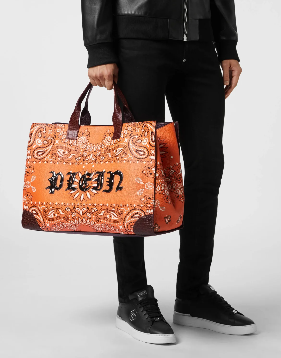 Leather Handle Bag Paisley Gothic Plein, цвет: Оранжевый