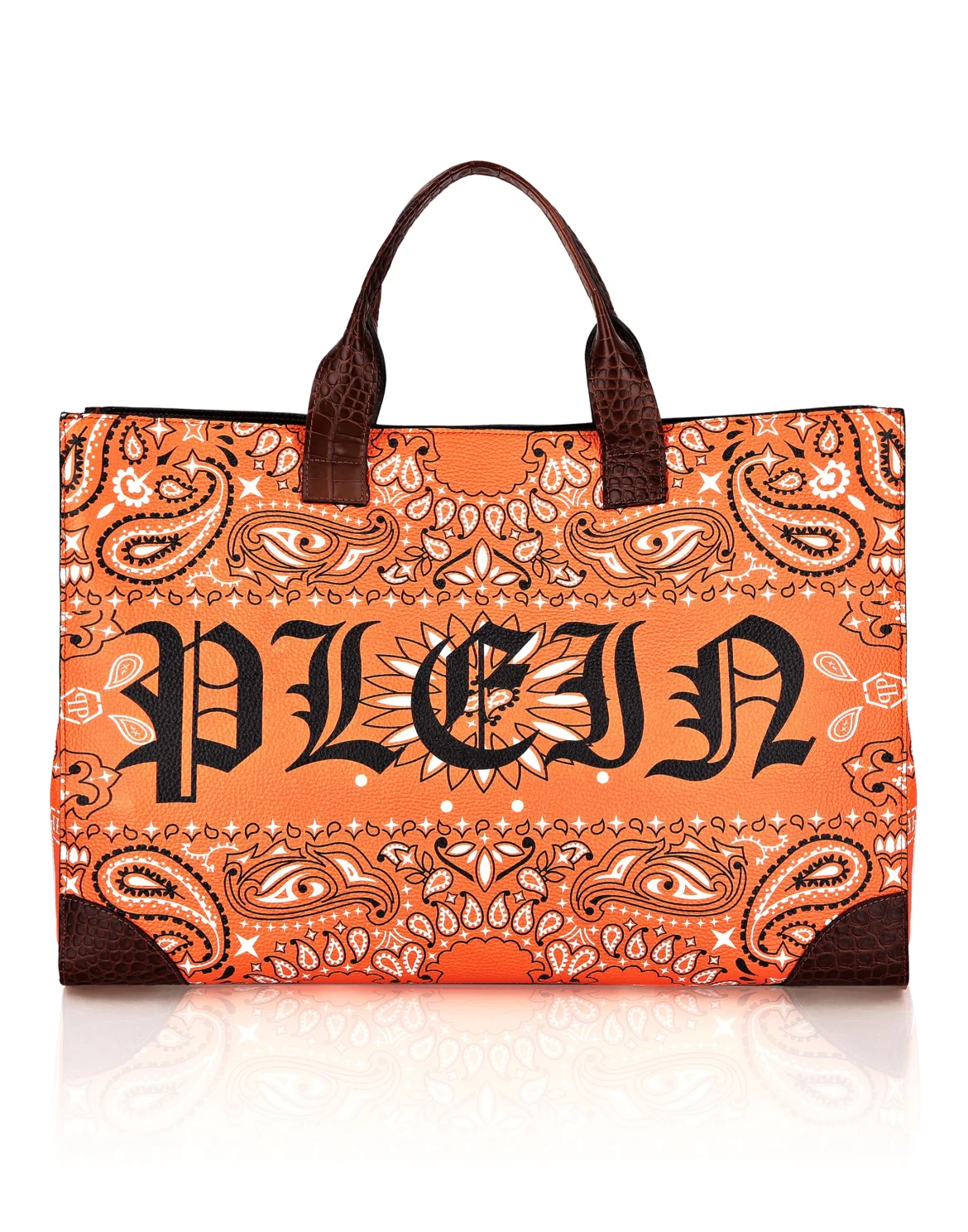 Leather Handle Bag Paisley Gothic Plein, цвет: Оранжевый