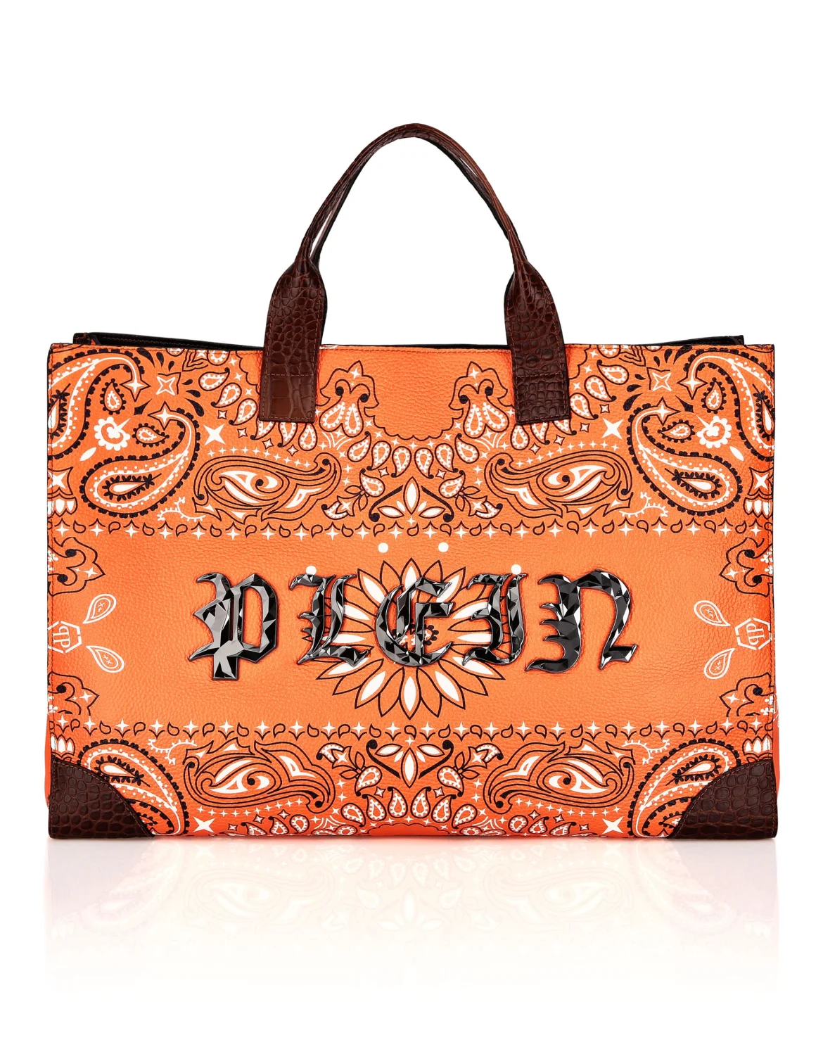 Leather Handle Bag Paisley Gothic Plein, цвет: Оранжевый