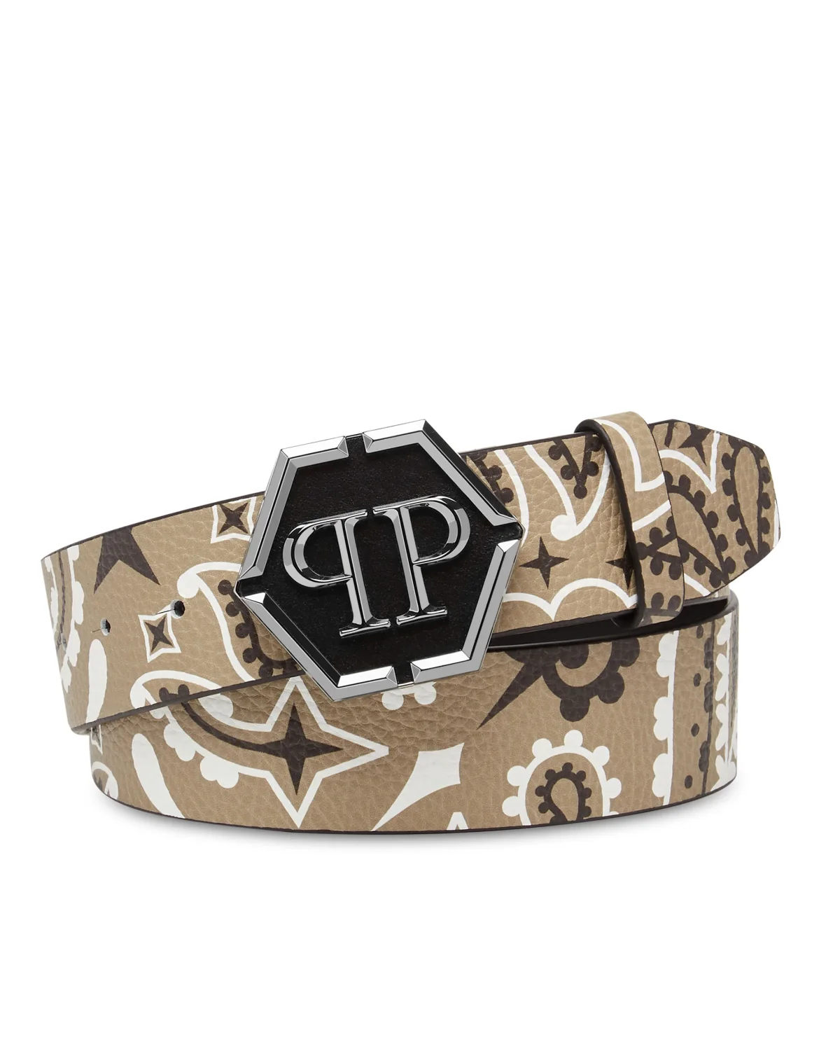 Leather Belt Paisley, цвет: Бежевый