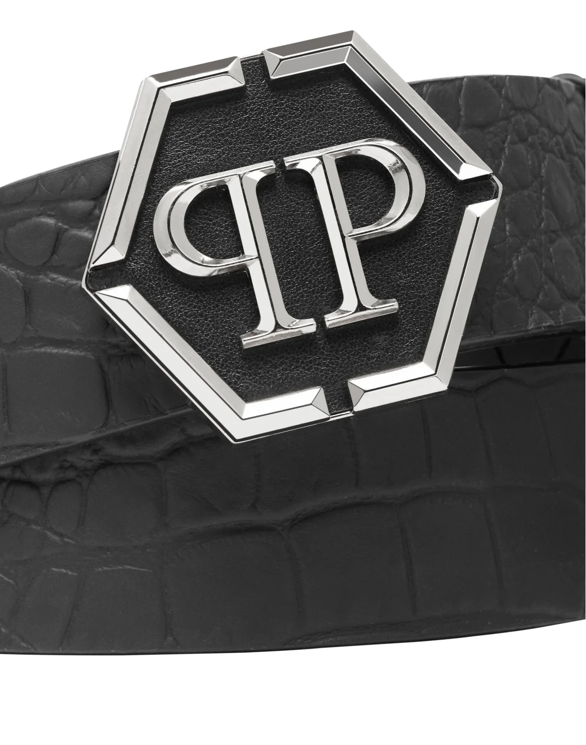 Leather Belt Hexagon, цвет: Черный