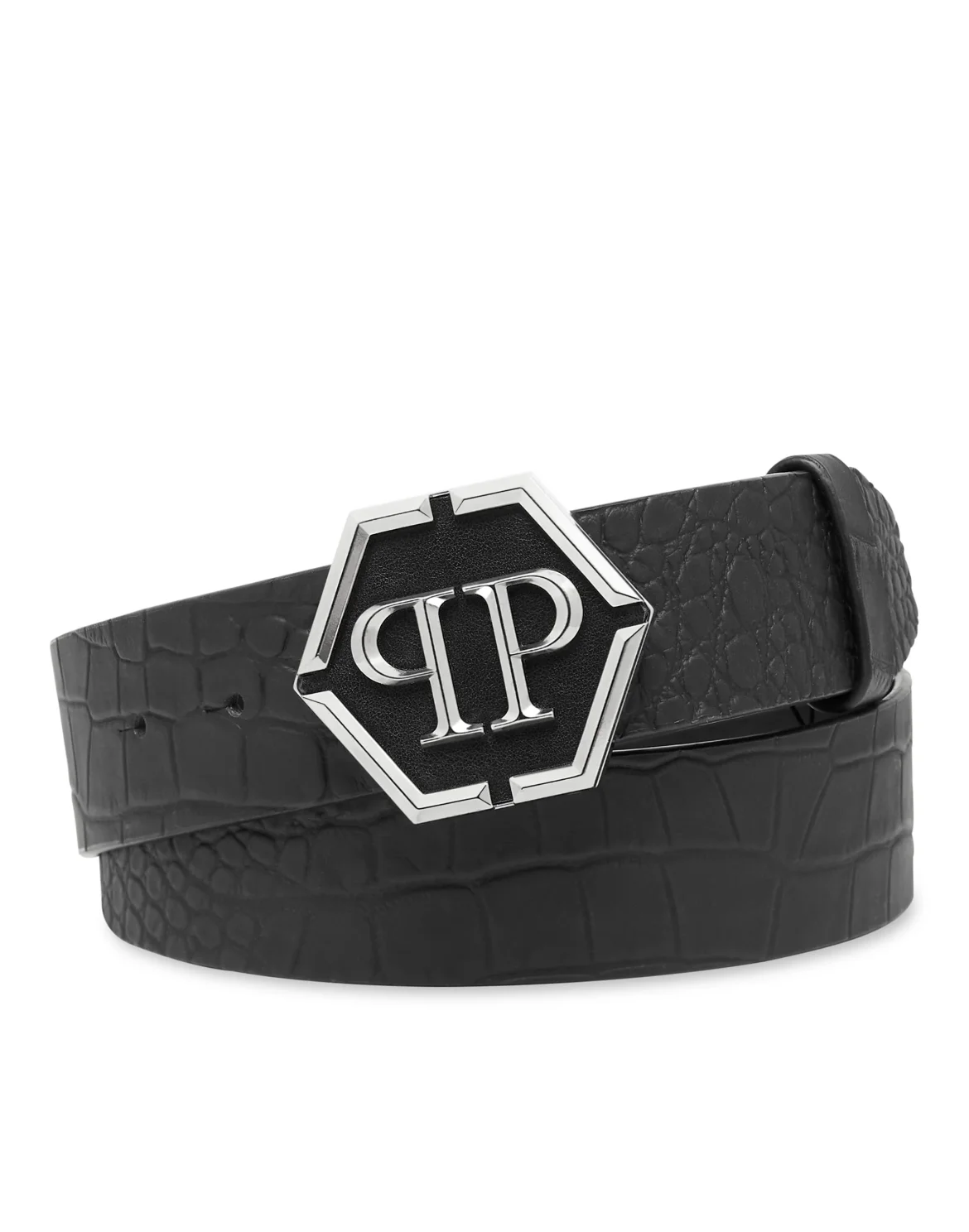 Leather Belt Hexagon, цвет: Черный
