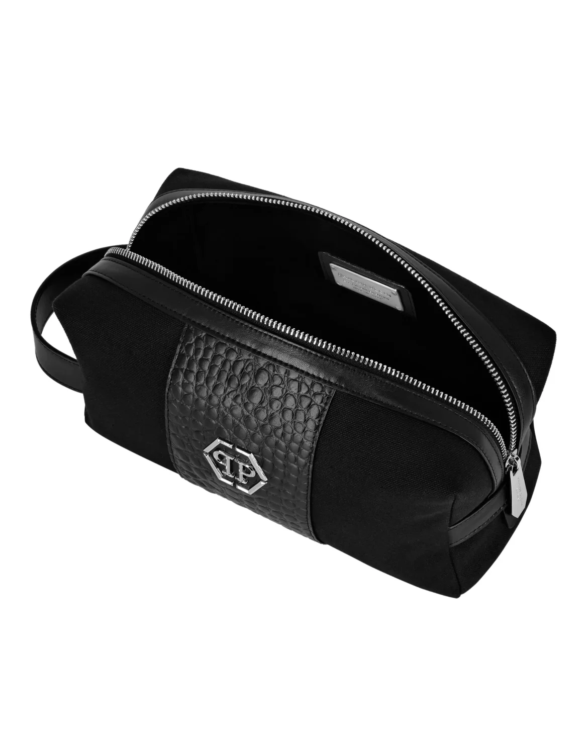 Croco Effect Canvas Beauty case, цвет: Черный
