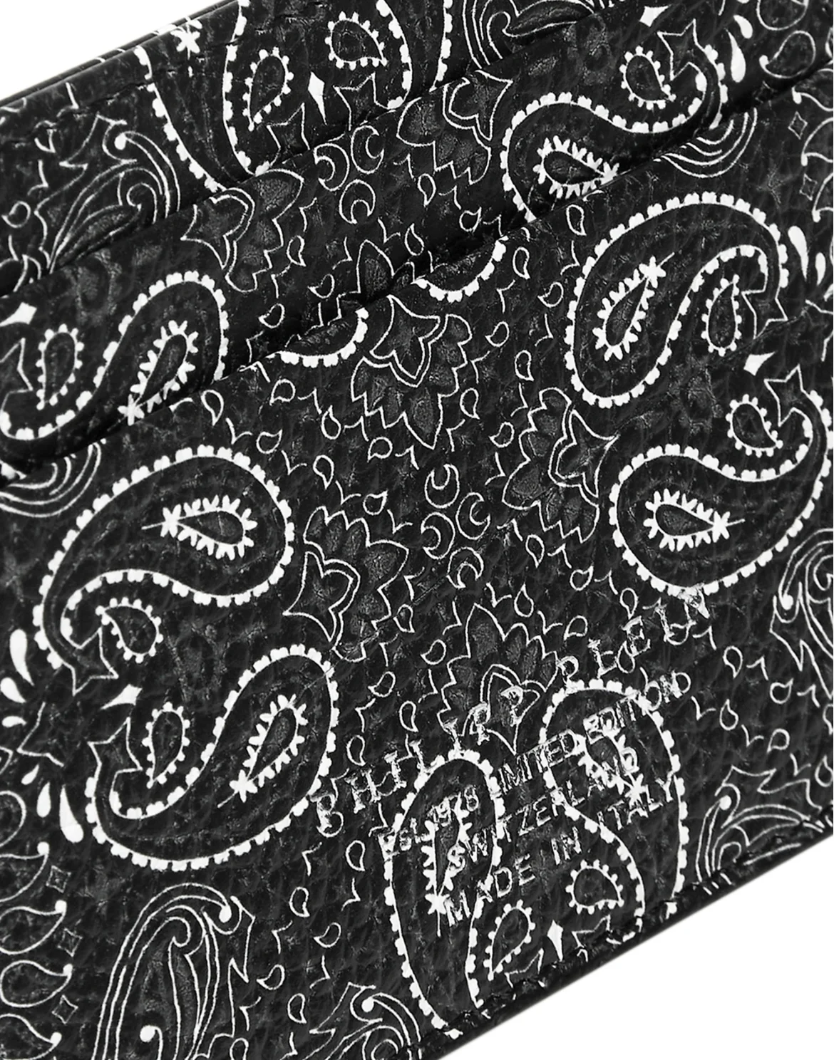 Leather Credit Cards Holder Paisley, цвет: Черный