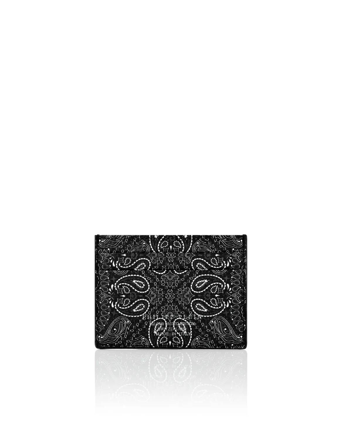 Leather Credit Cards Holder Paisley, цвет: Черный
