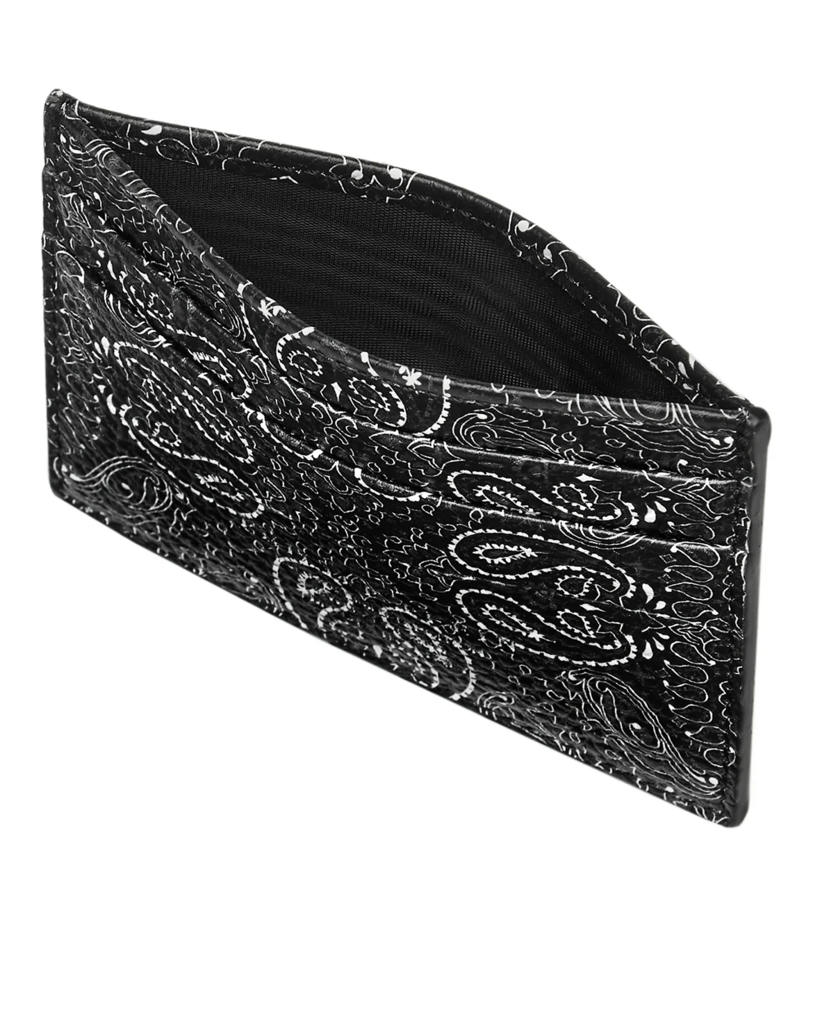 Leather Credit Cards Holder Paisley, цвет: Черный