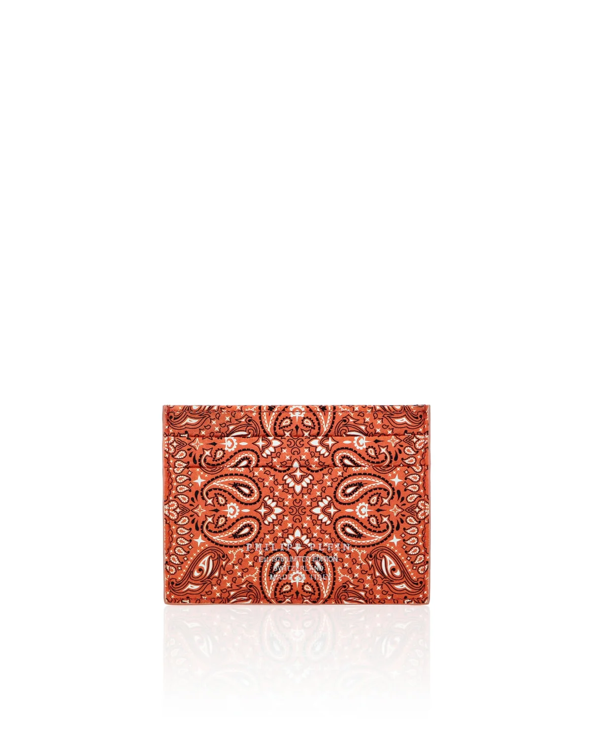 Leather Credit Cards Holder Paisley, цвет: Оранжевый