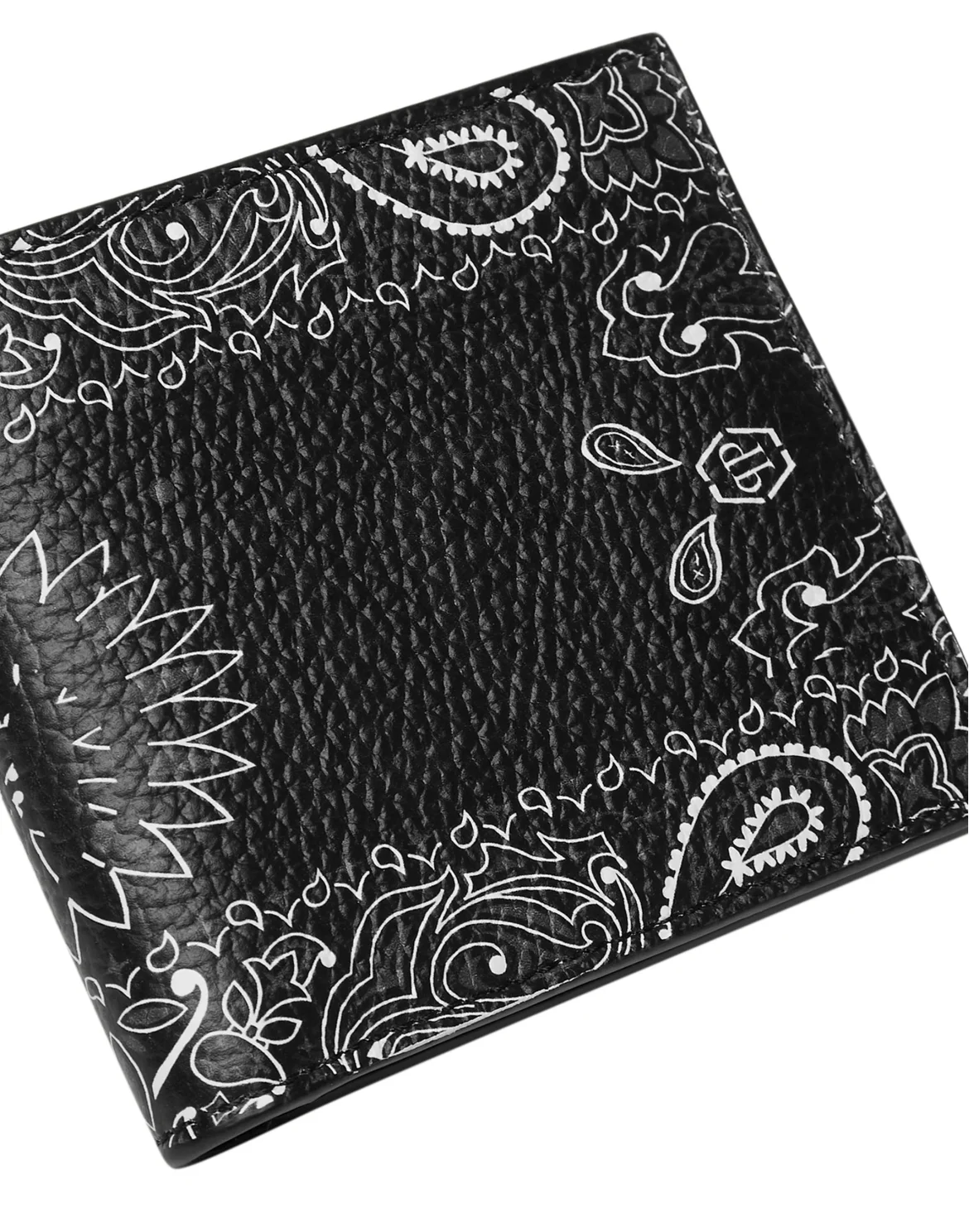 Leather French wallet Paisley Gothic Plein, цвет: Черный