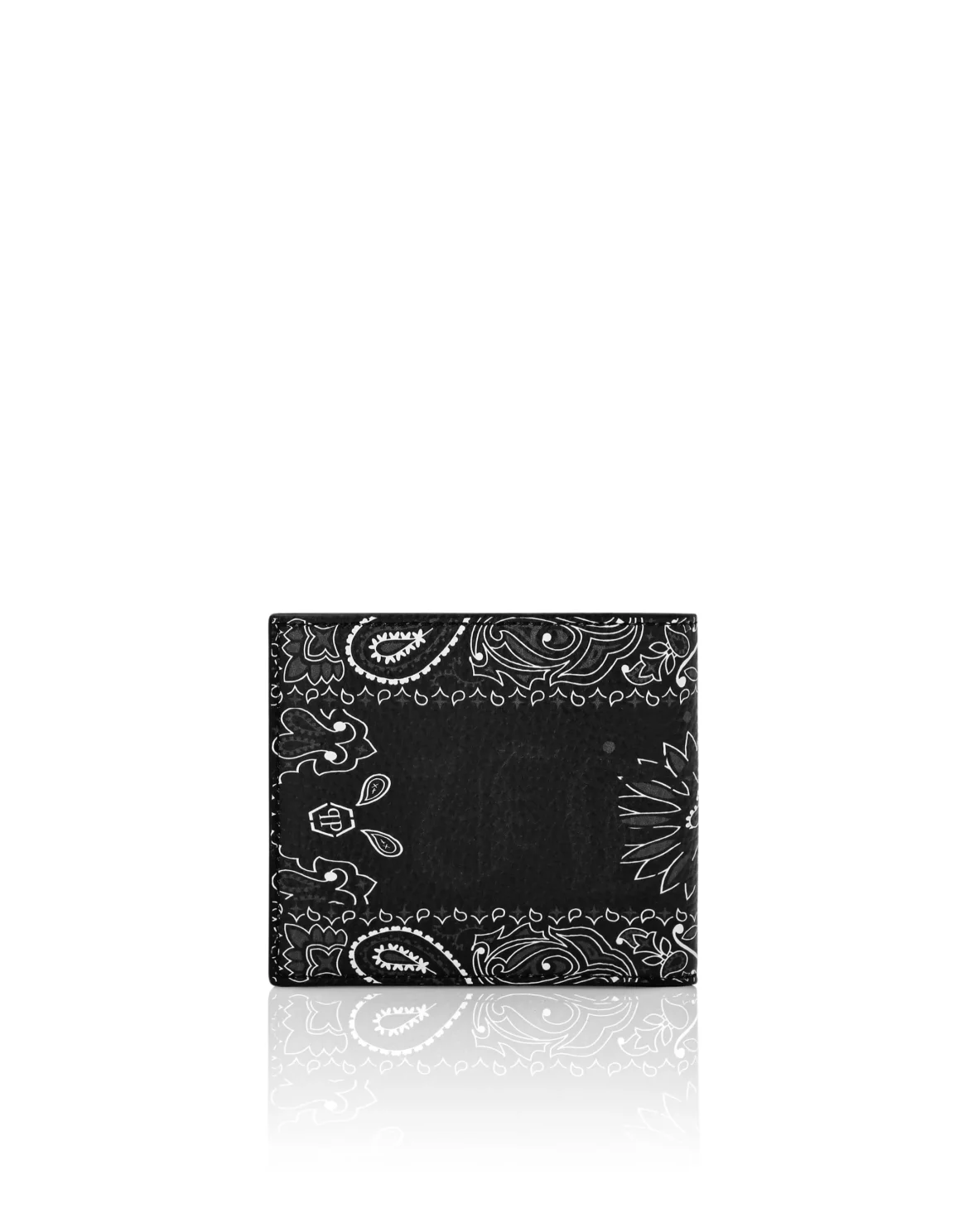 Leather French wallet Paisley Gothic Plein, цвет: Черный