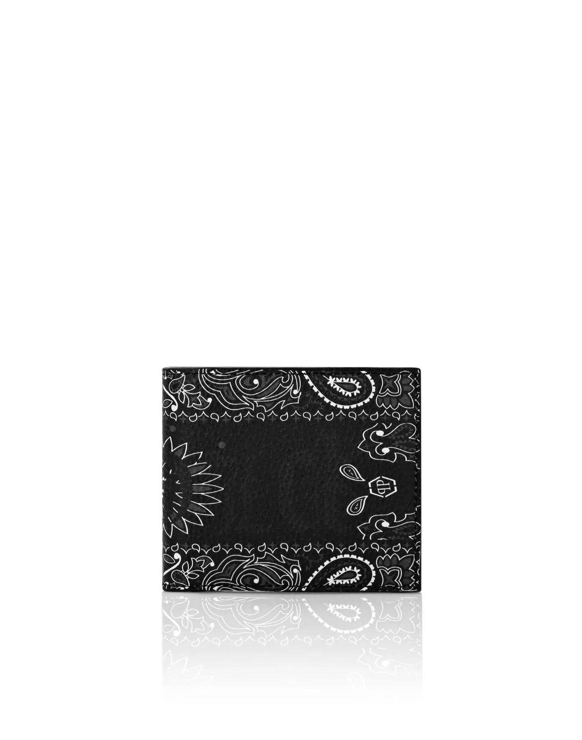 Leather French wallet Paisley Gothic Plein, цвет: Черный