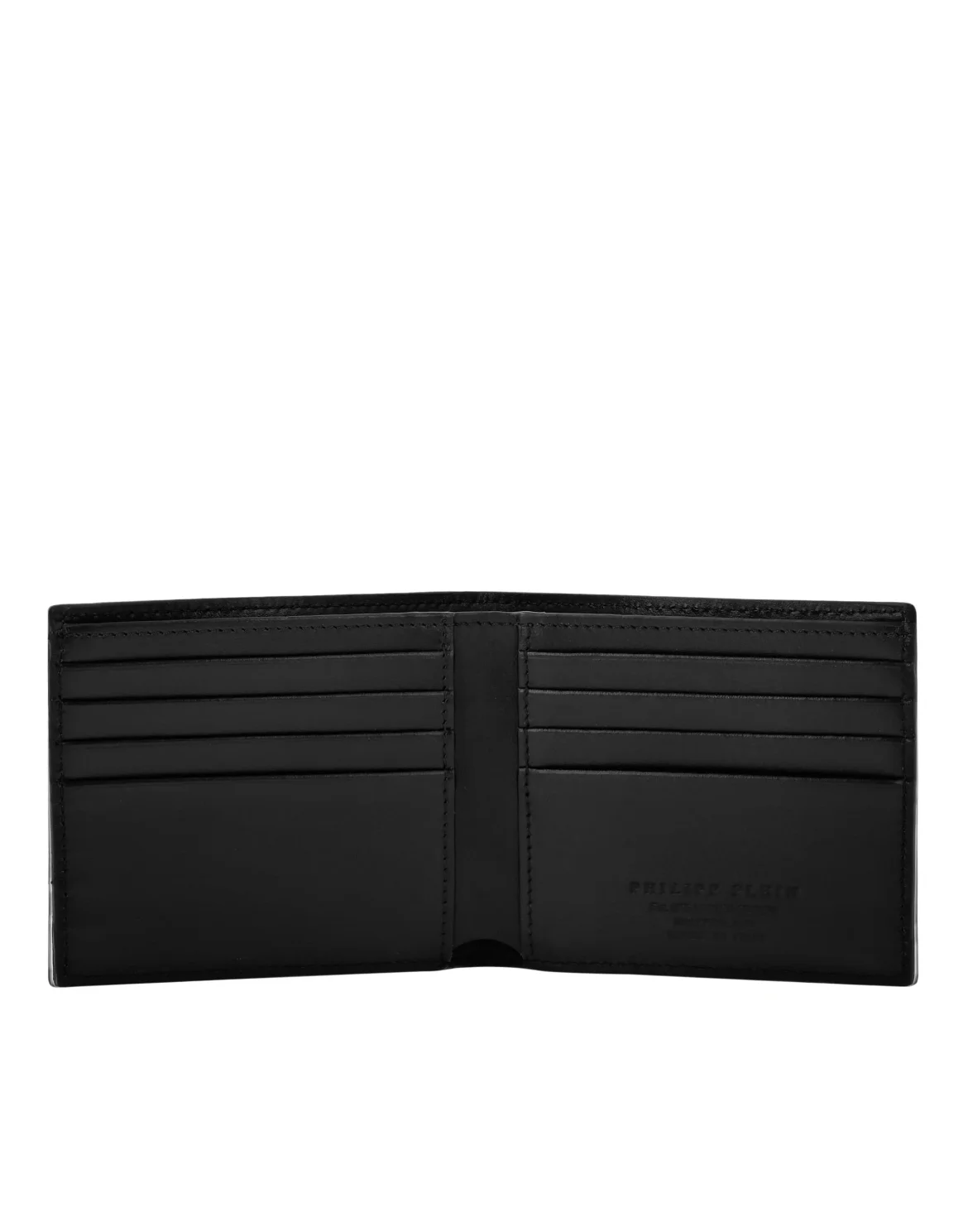 Leather French wallet Paisley Gothic Plein, цвет: Черный