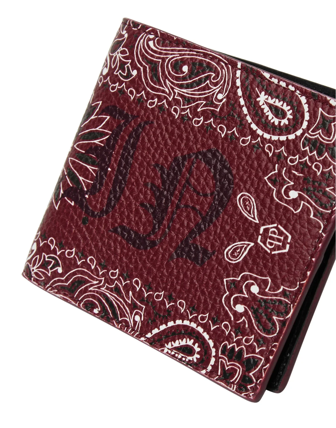 Leather French wallet Paisley Gothic Plein, цвет: Красный