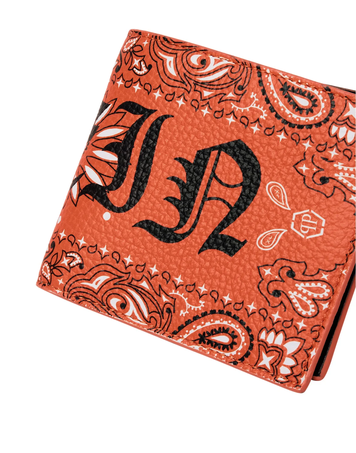 Leather French wallet Paisley Gothic Plein, цвет: Оранжевый