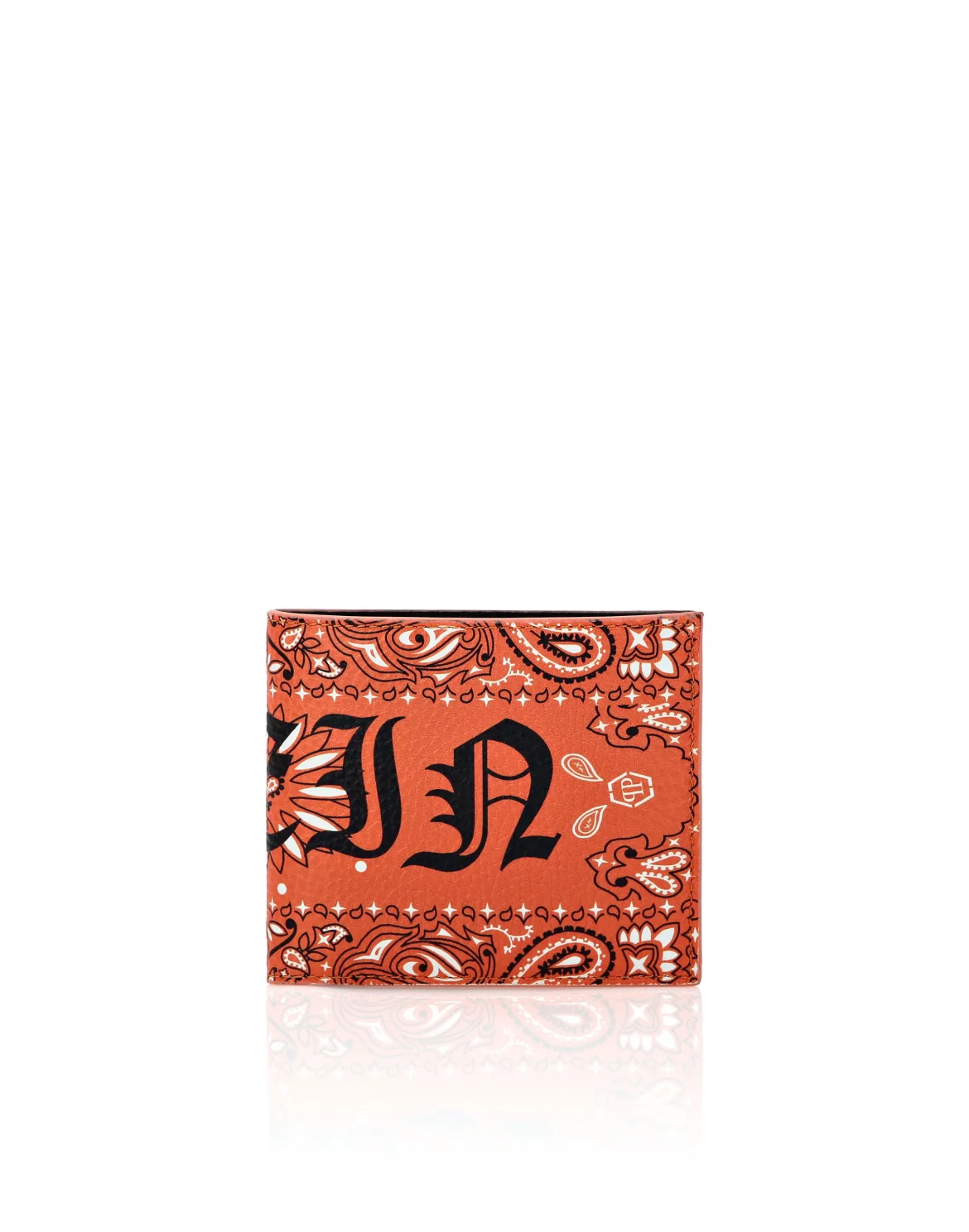 Leather French wallet Paisley Gothic Plein, цвет: Оранжевый
