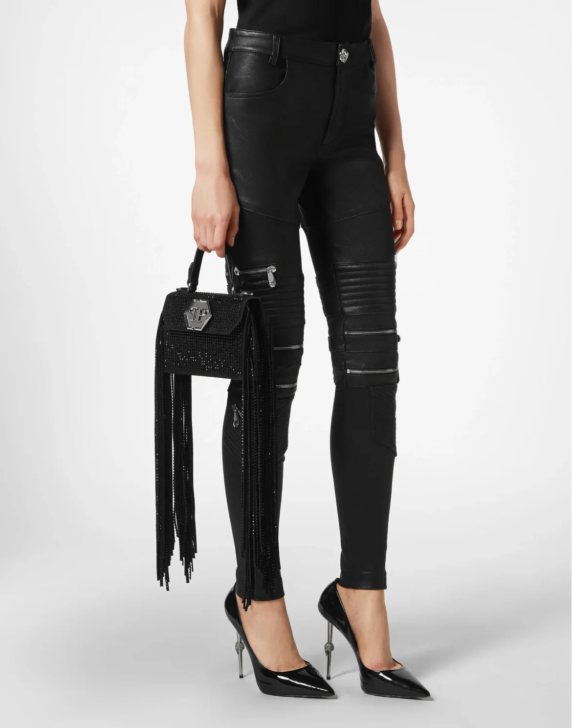 Small Handle Bag Superheroine Crystals, цвет: Черный