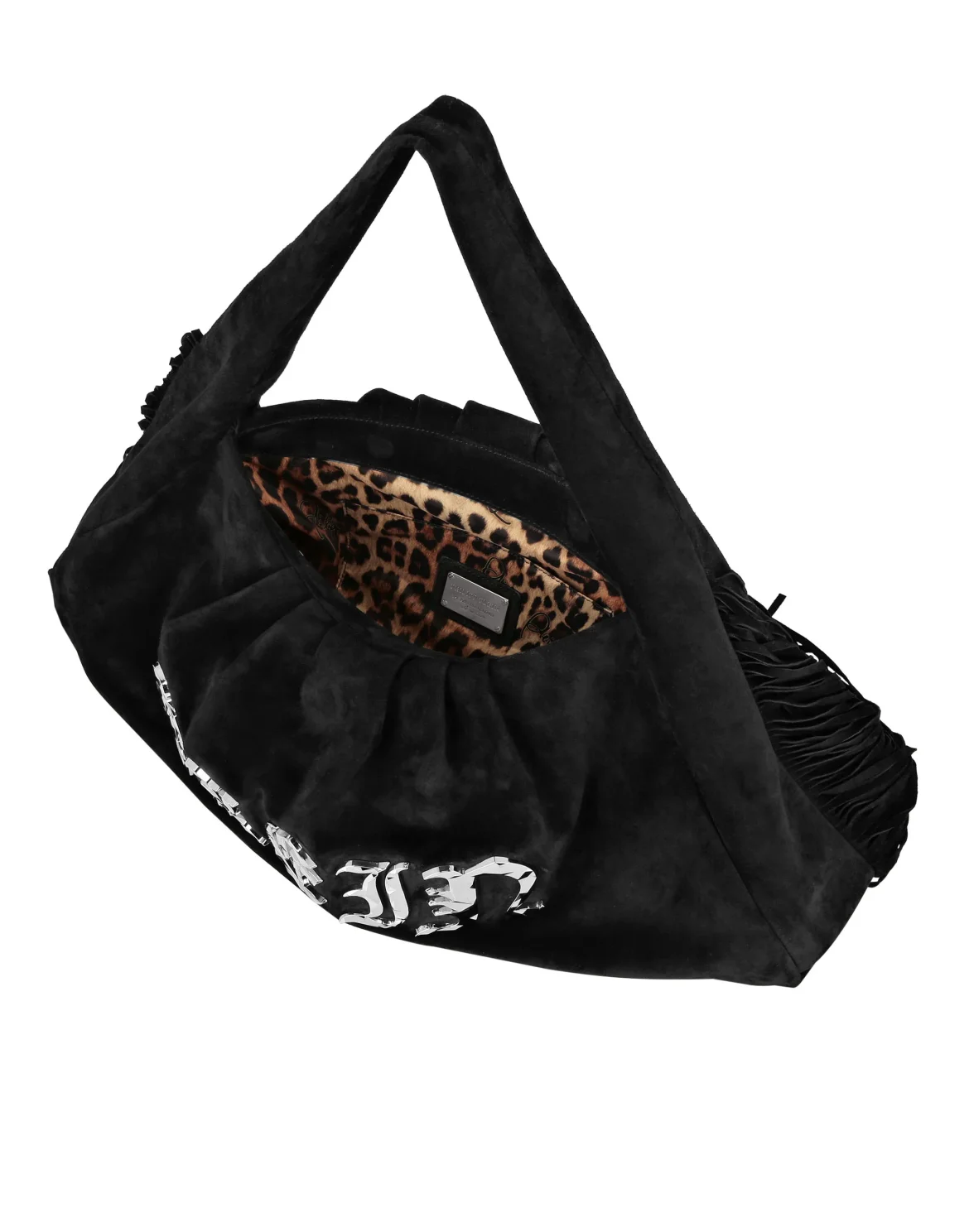 Suede Large Handle Bag Gothic Plein, цвет: Черный