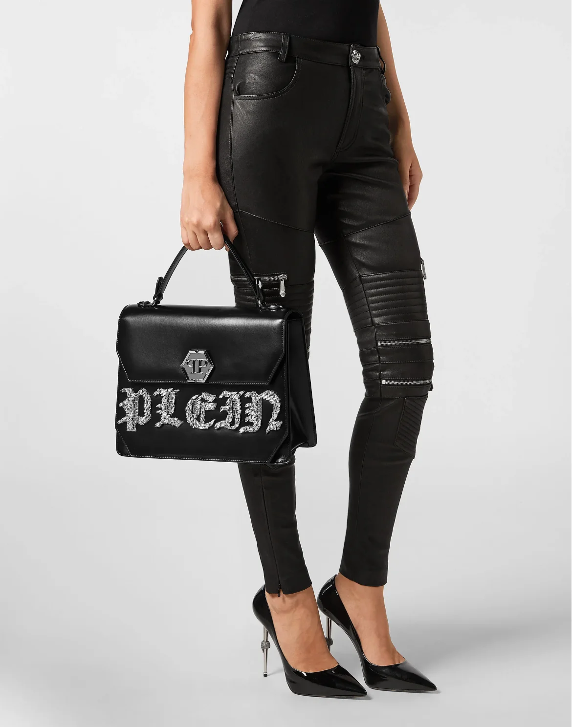 Superheroin Large Handle Bag Plein Stones, цвет: Черный