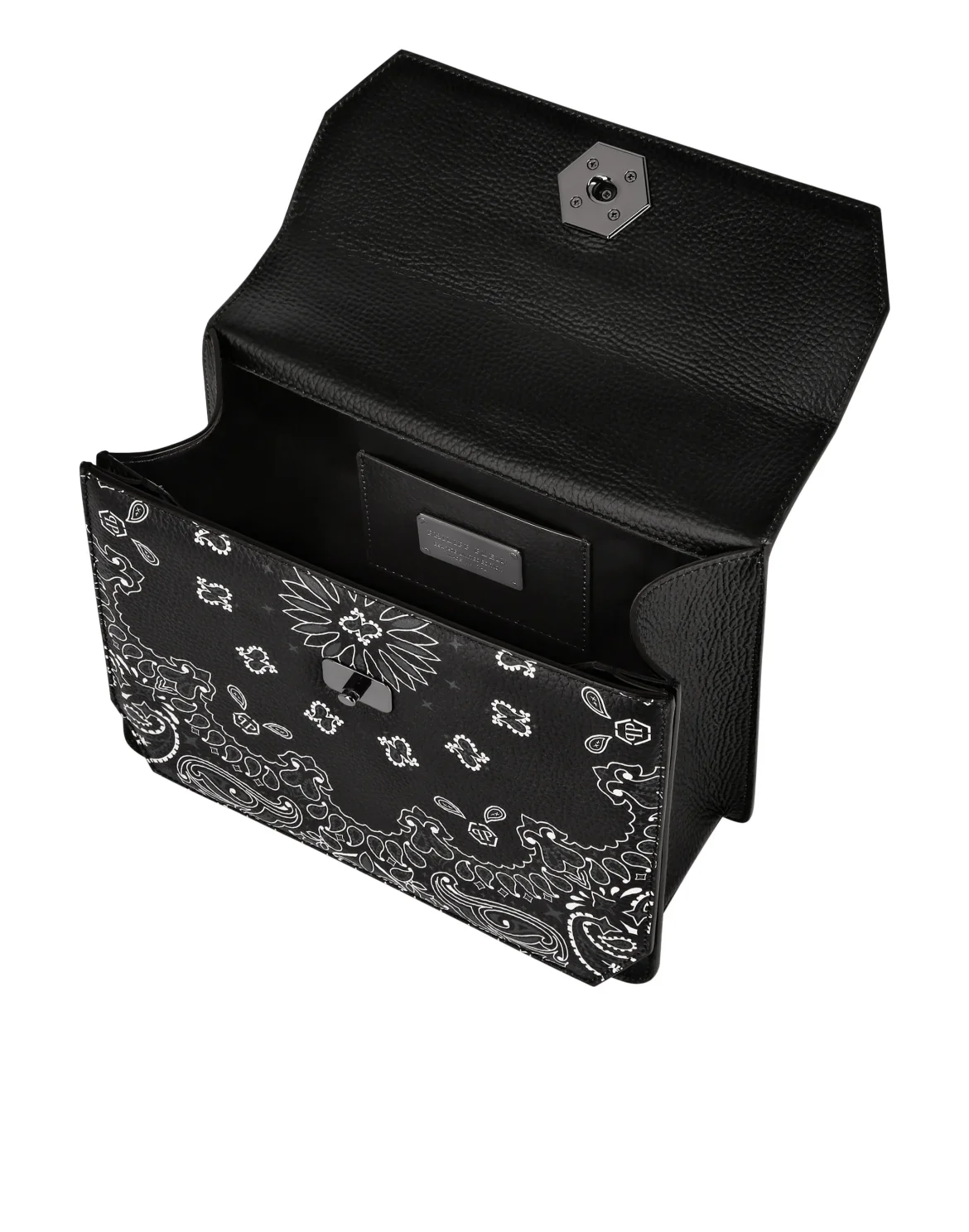 Leather Superheroin Medium Handle Bag Paisley, цвет: Черный