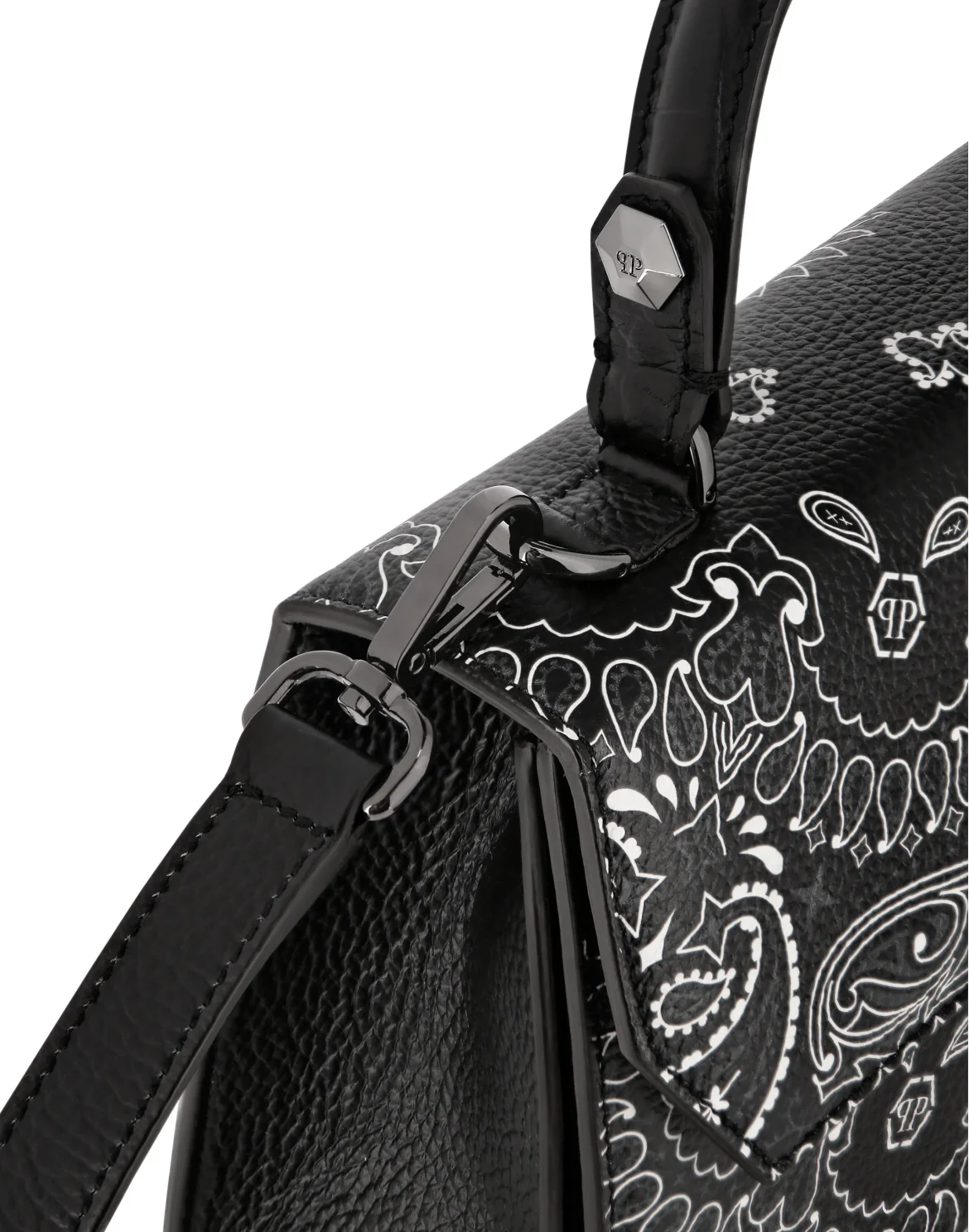 Leather Superheroin Medium Handle Bag Paisley, цвет: Черный