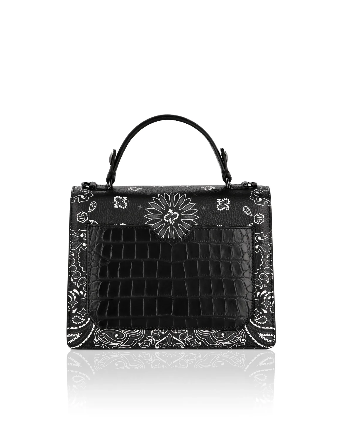 Leather Superheroin Medium Handle Bag Paisley, цвет: Черный