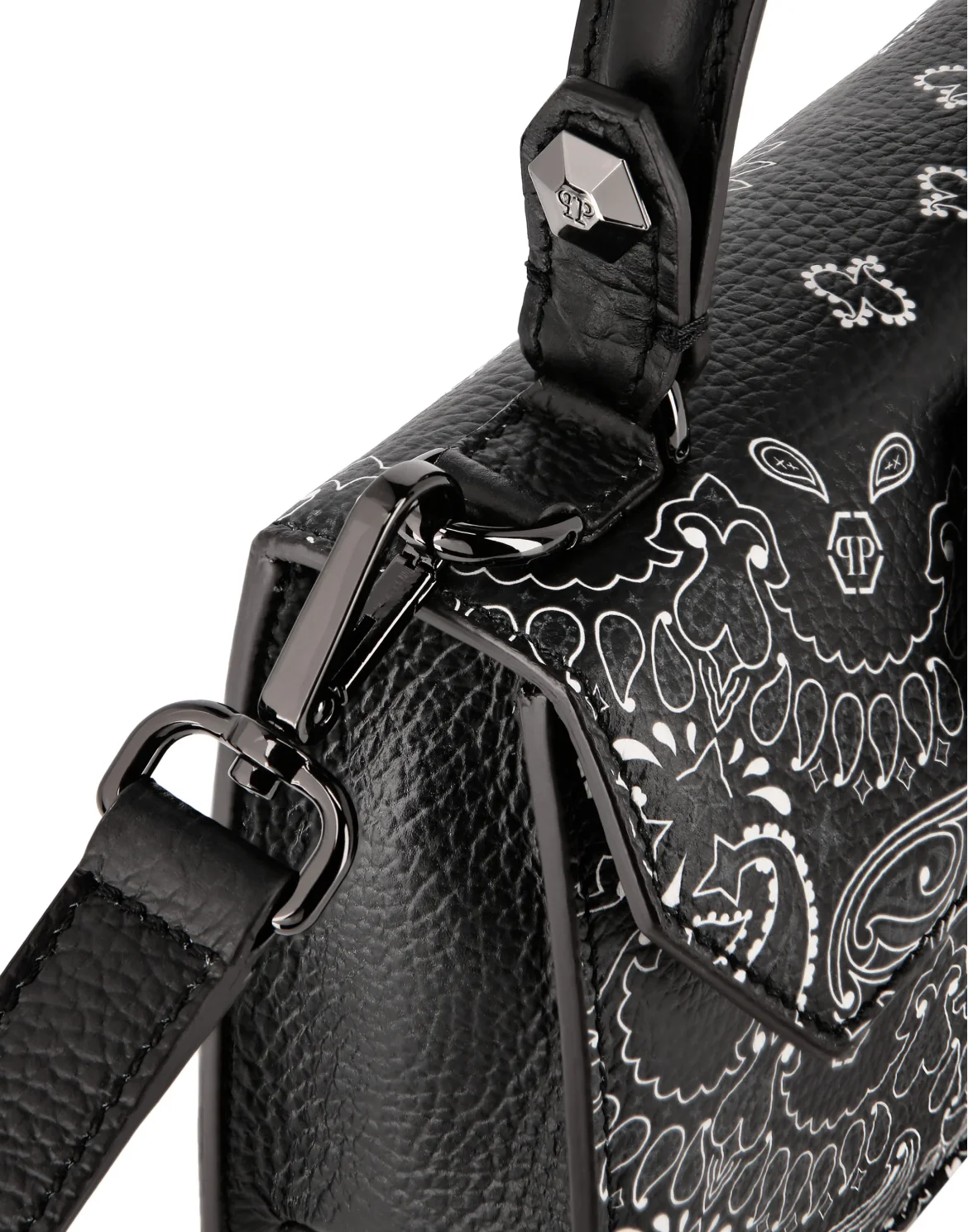 Leather Superheroin Small Handle Bag Paisley, цвет: Черный