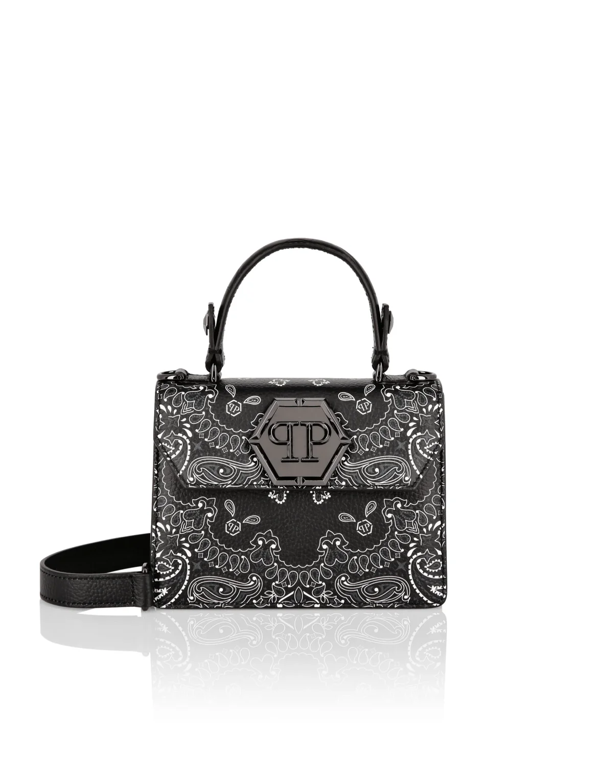 Leather Superheroin Small Handle Bag Paisley, цвет: Черный