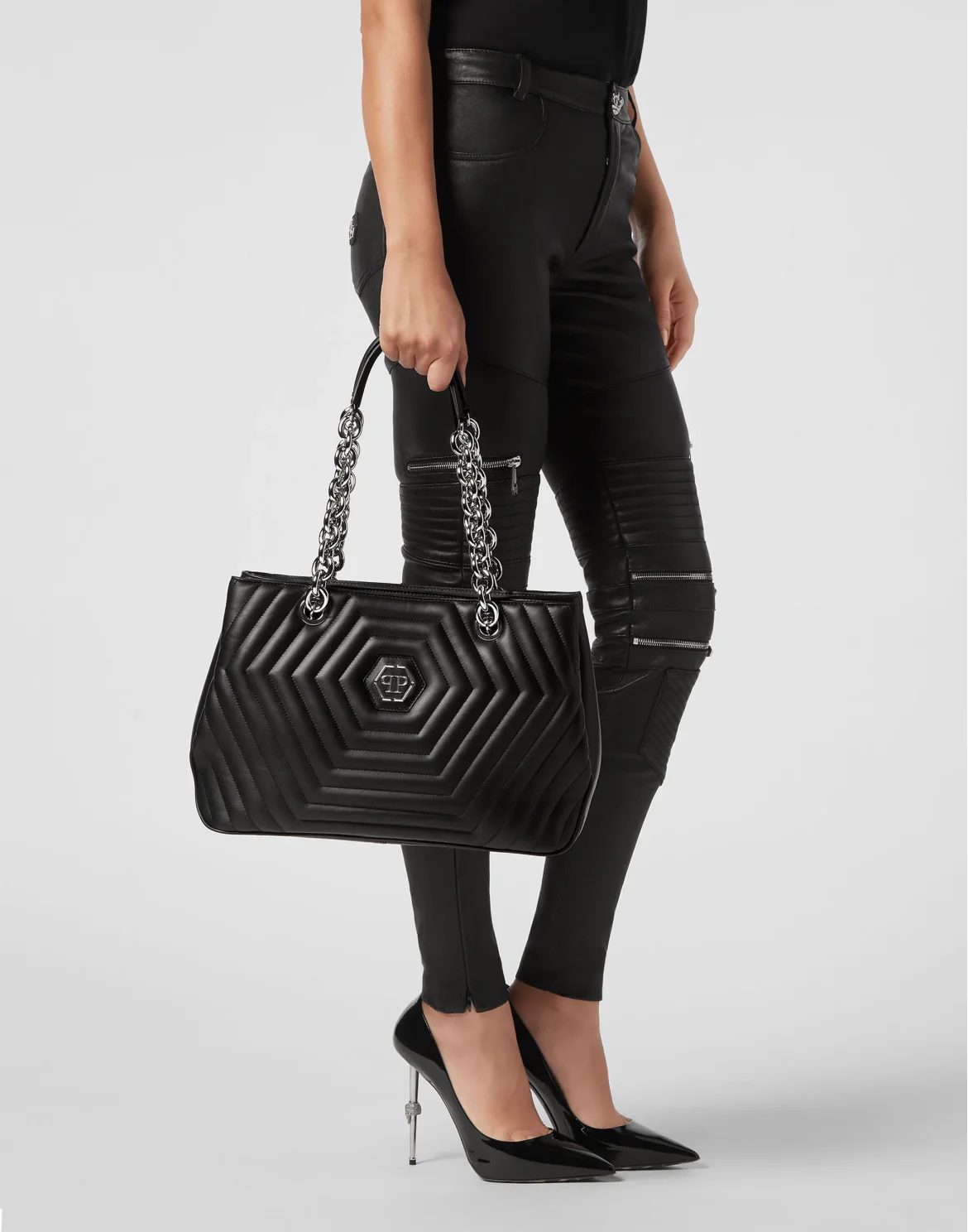 Nappa Shoulder Bag Hexagon, цвет: Черный