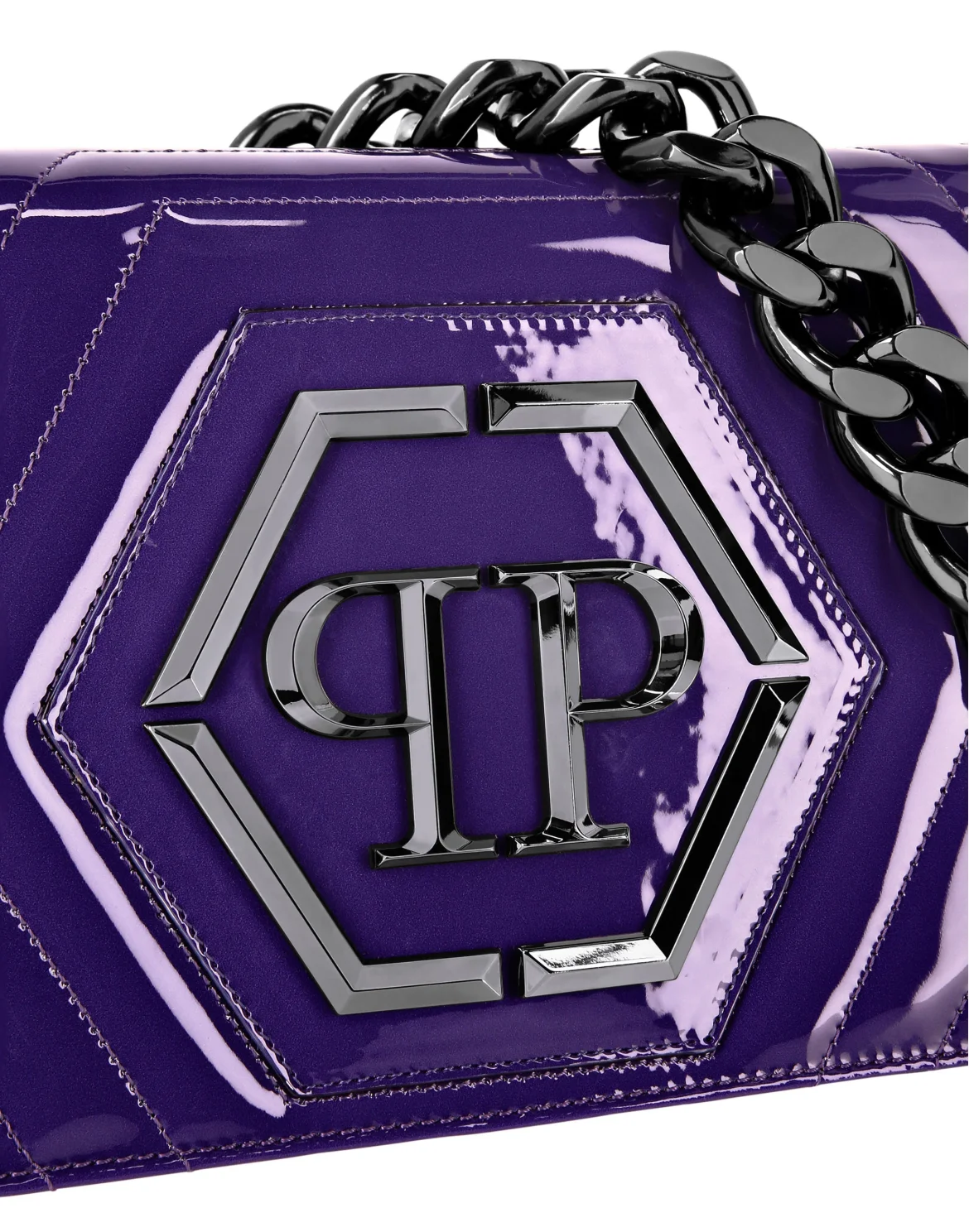 Patent Leather Small Shoulder Bag Stones, цвет: Фиолетовый