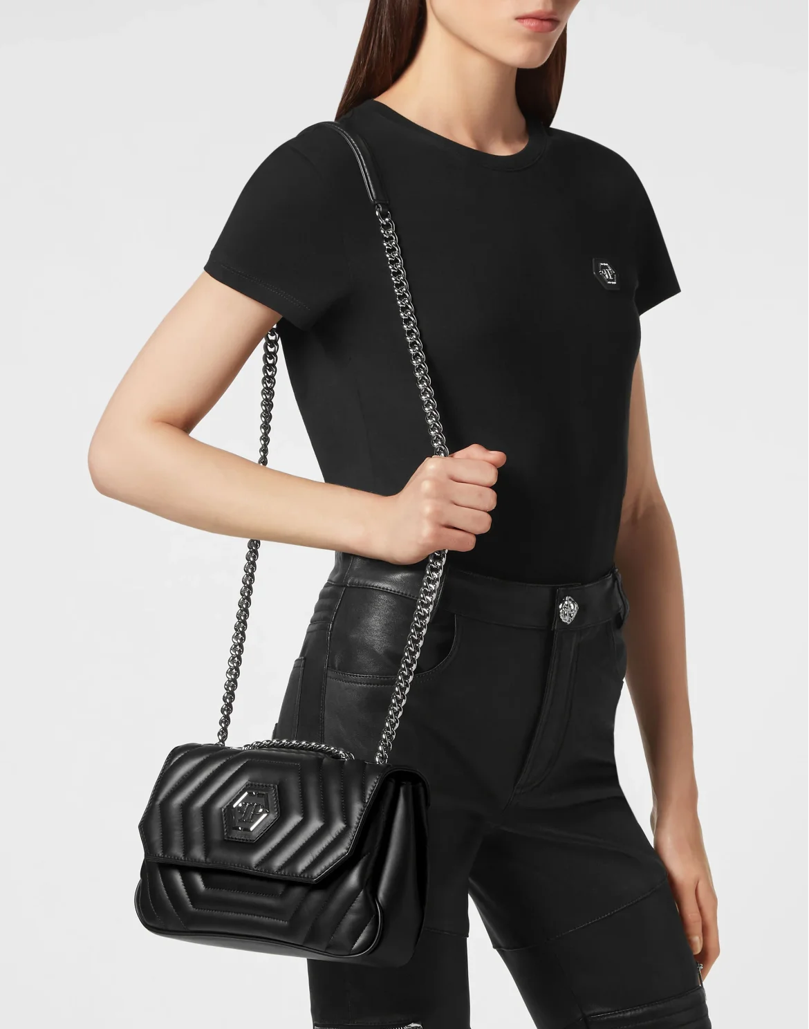 Nappa Shoulder Bag Hexagon, цвет: Черный