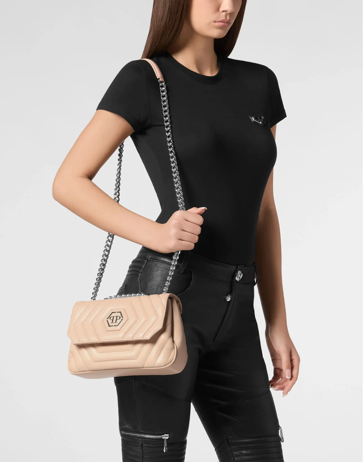 Nappa Shoulder Bag Hexagon, цвет: Розовый