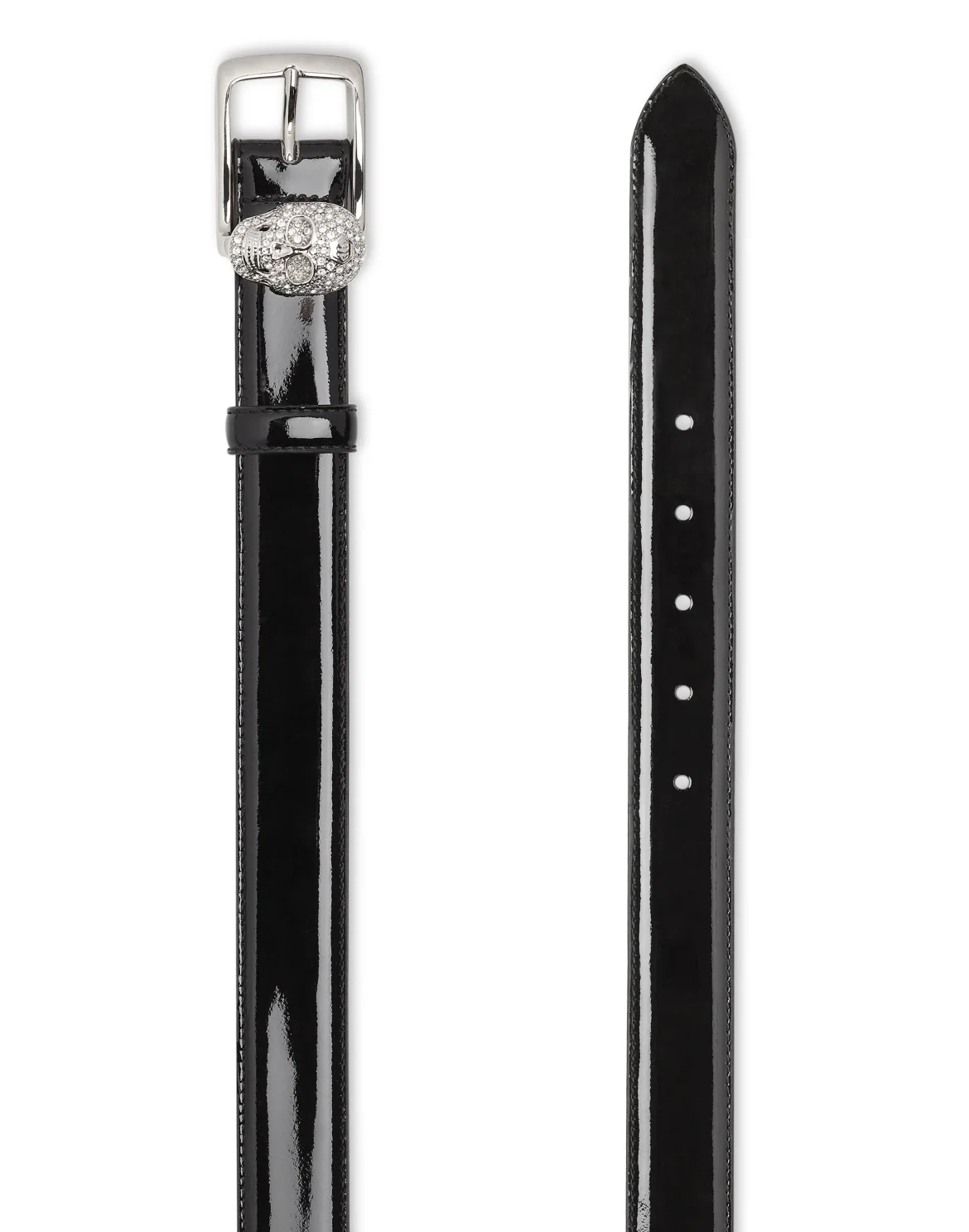 Patent Leather Belt Crystal Skull, цвет: Черный