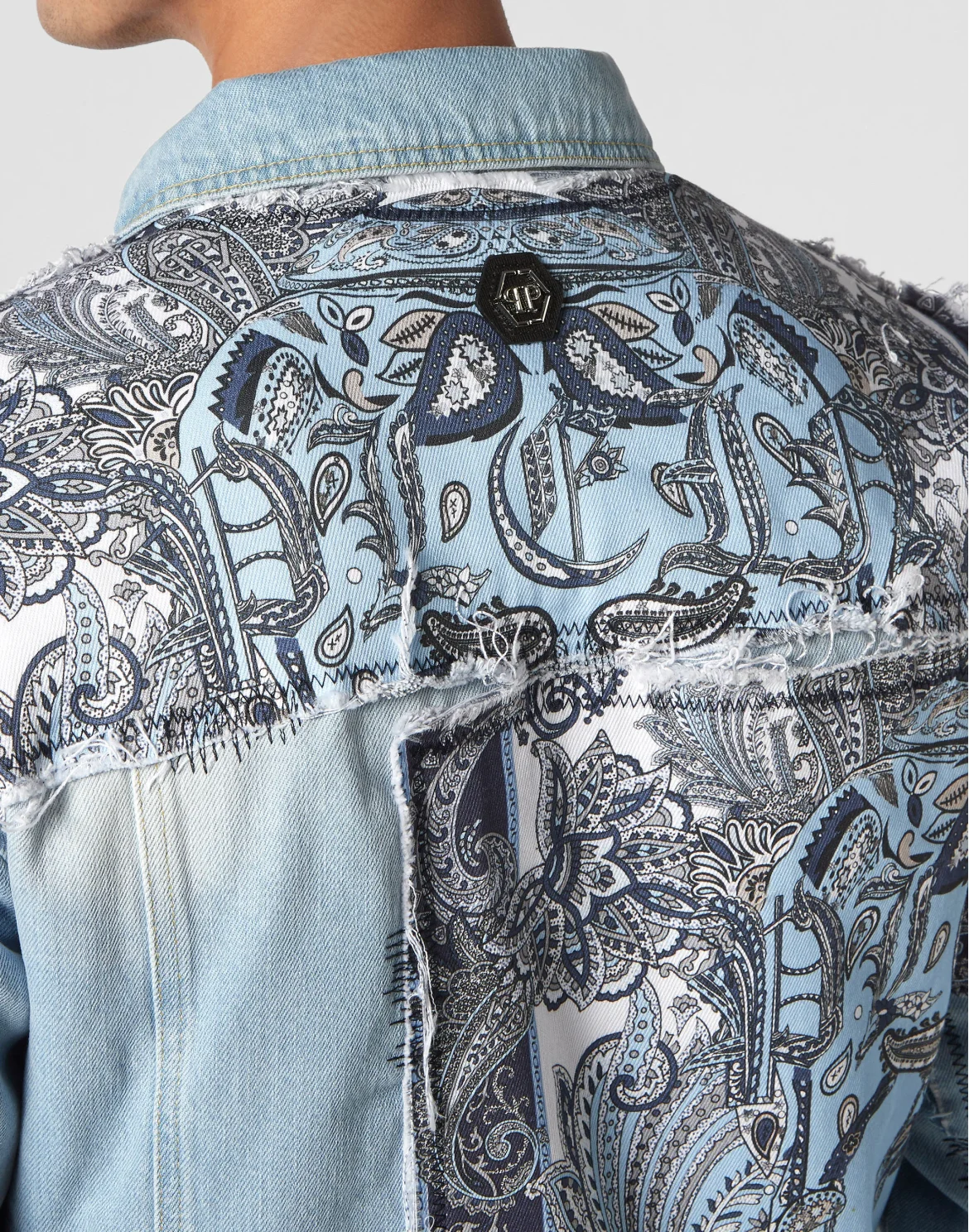 Denim Jacket Paisley Bandana Patchwork, цвет: Голубой