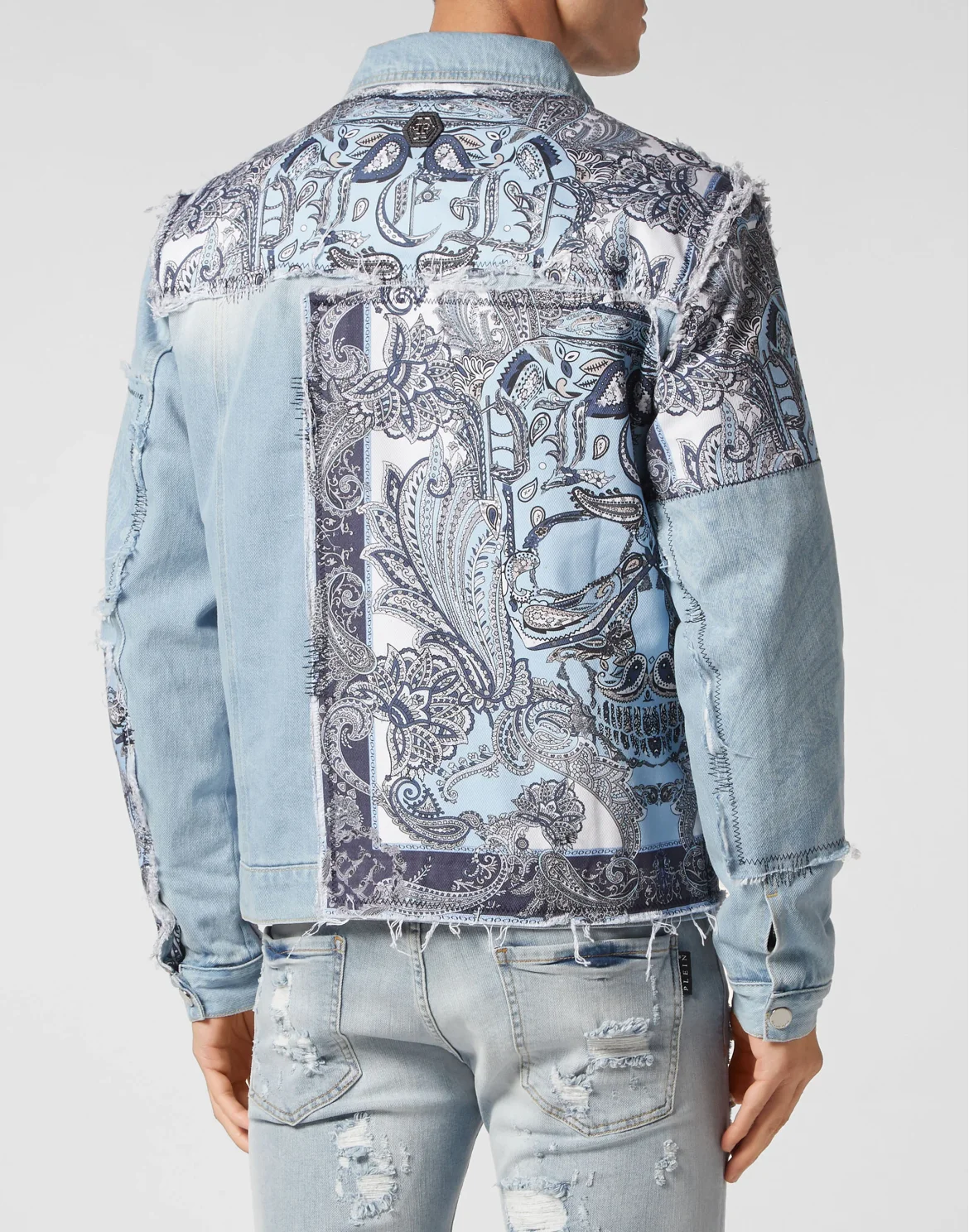 Denim Jacket Paisley Bandana Patchwork, цвет: Голубой