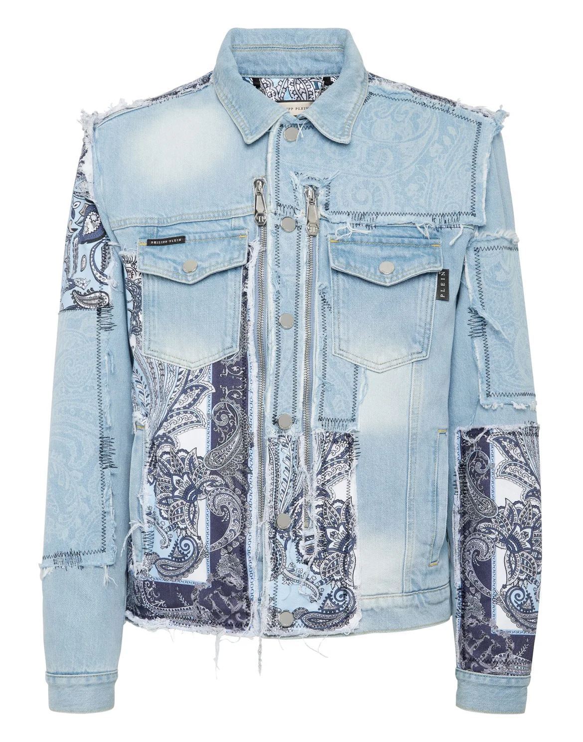Denim Jacket Paisley Bandana Patchwork, цвет: Голубой