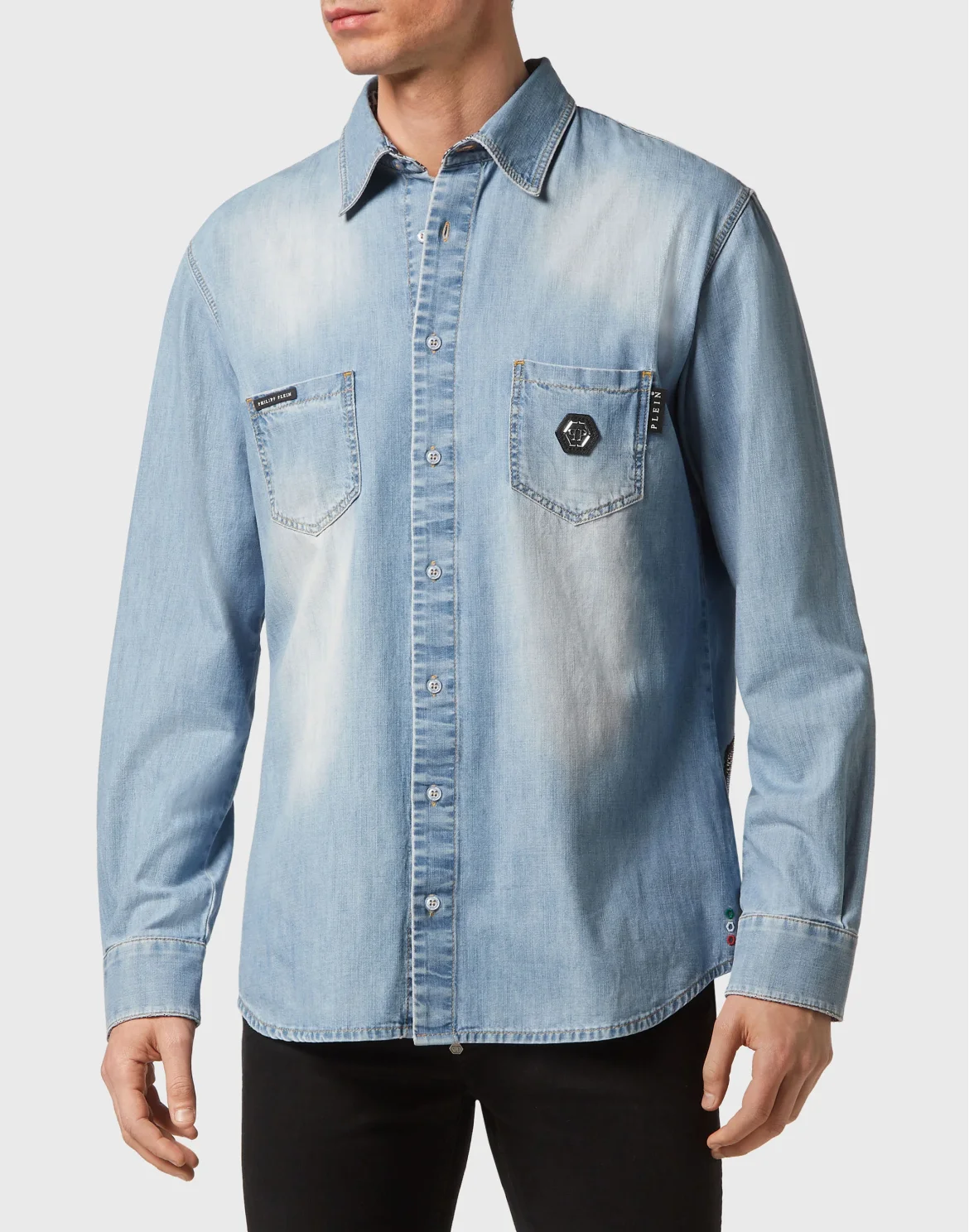 Denim Shirt LS Paisley Teddy Bear Stones, цвет: Голубой