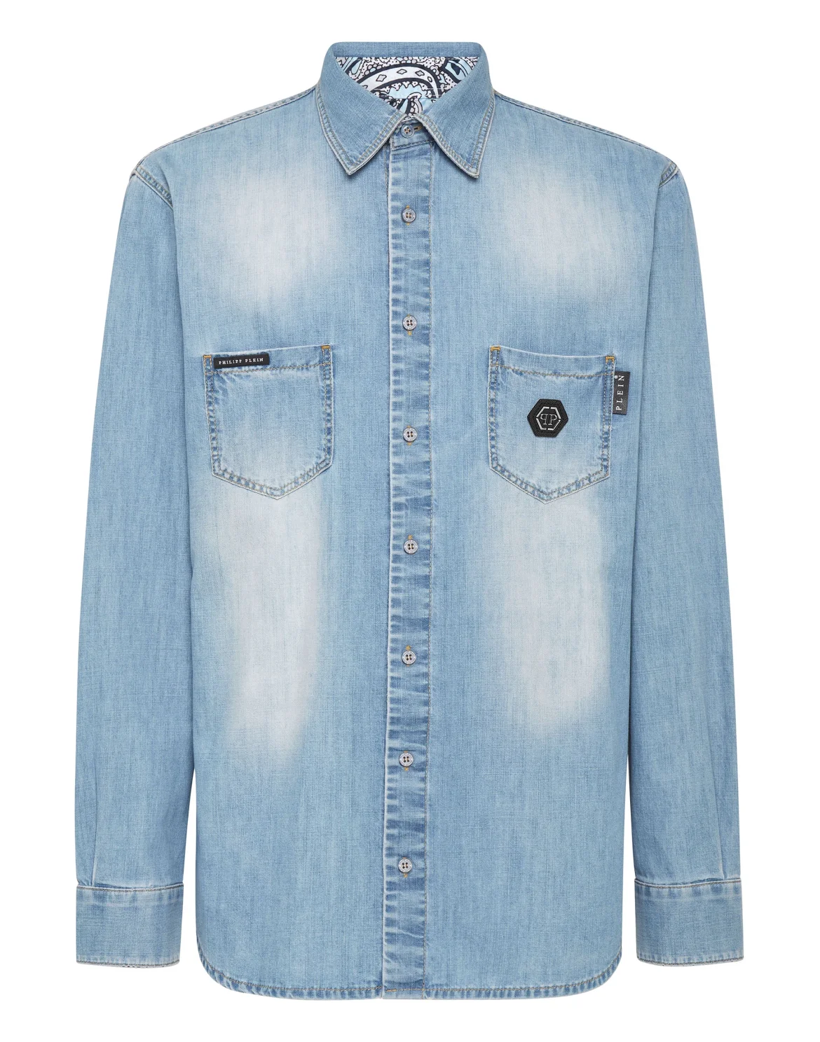 Denim Shirt LS Paisley Teddy Bear Stones, цвет: Голубой