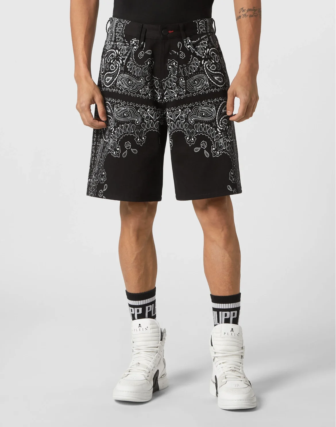 Denim Shorts Paisley Bandana, цвет: Черный