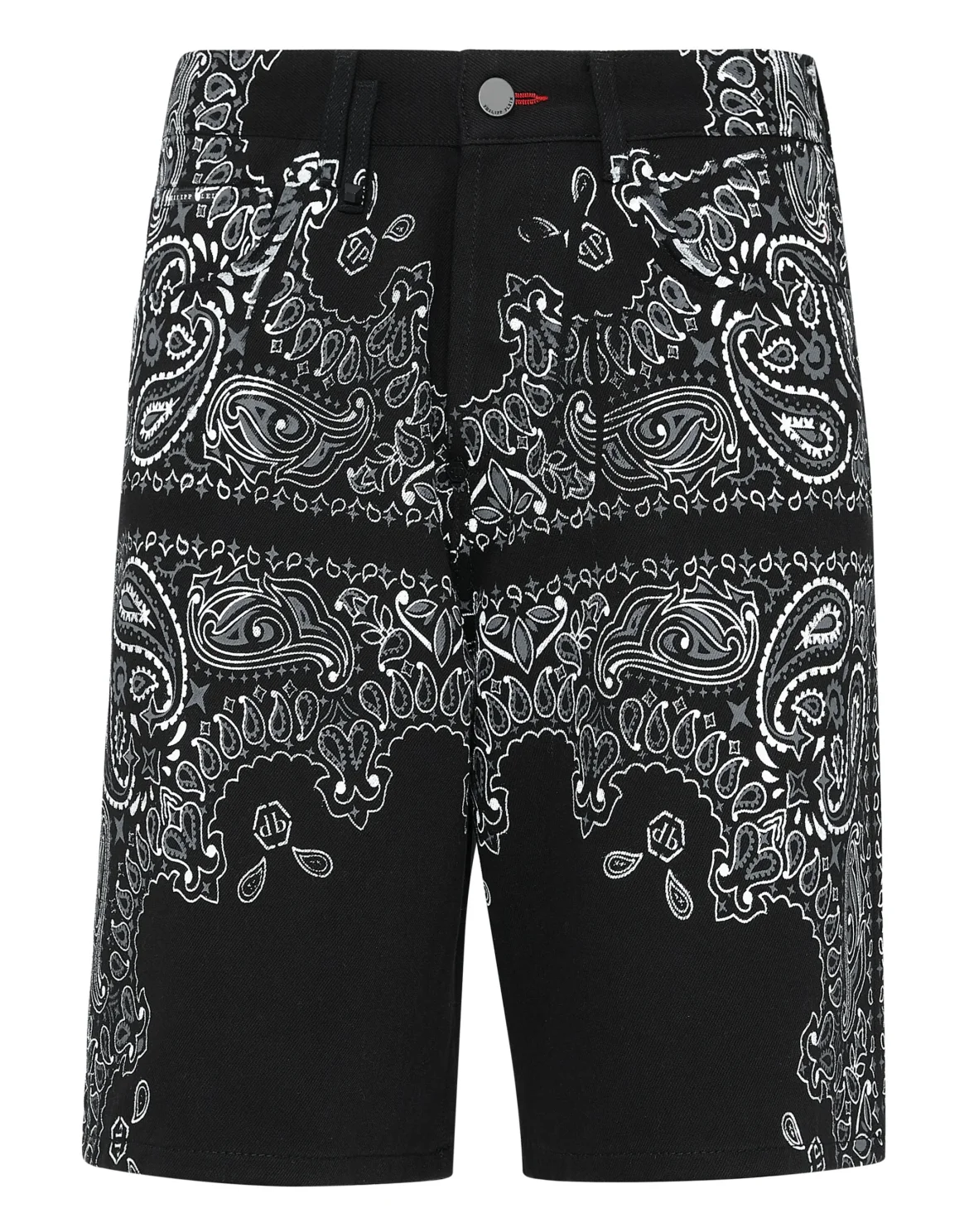 Denim Shorts Paisley Bandana, цвет: Черный