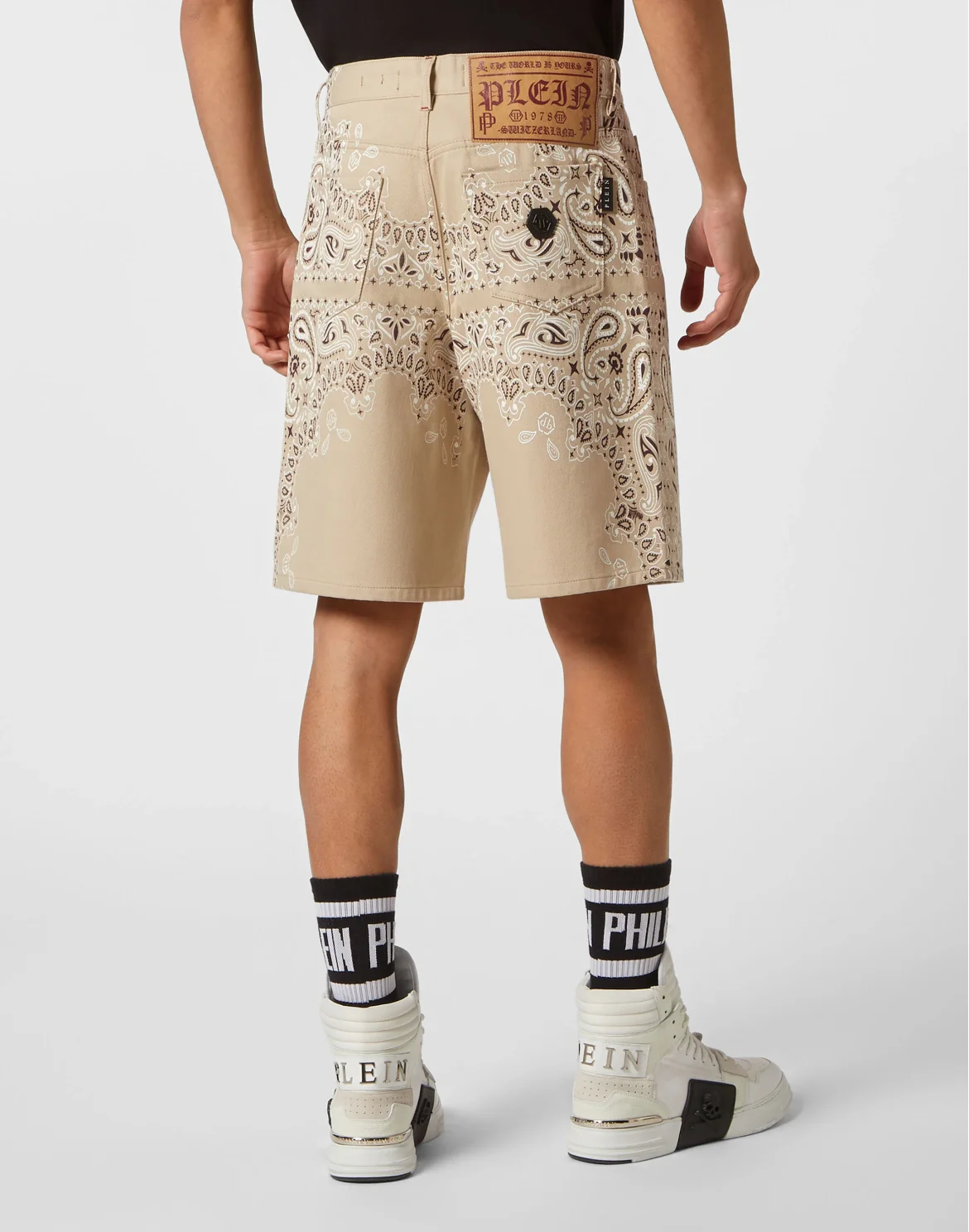 Denim Shorts Paisley Bandana, цвет: Бежевый