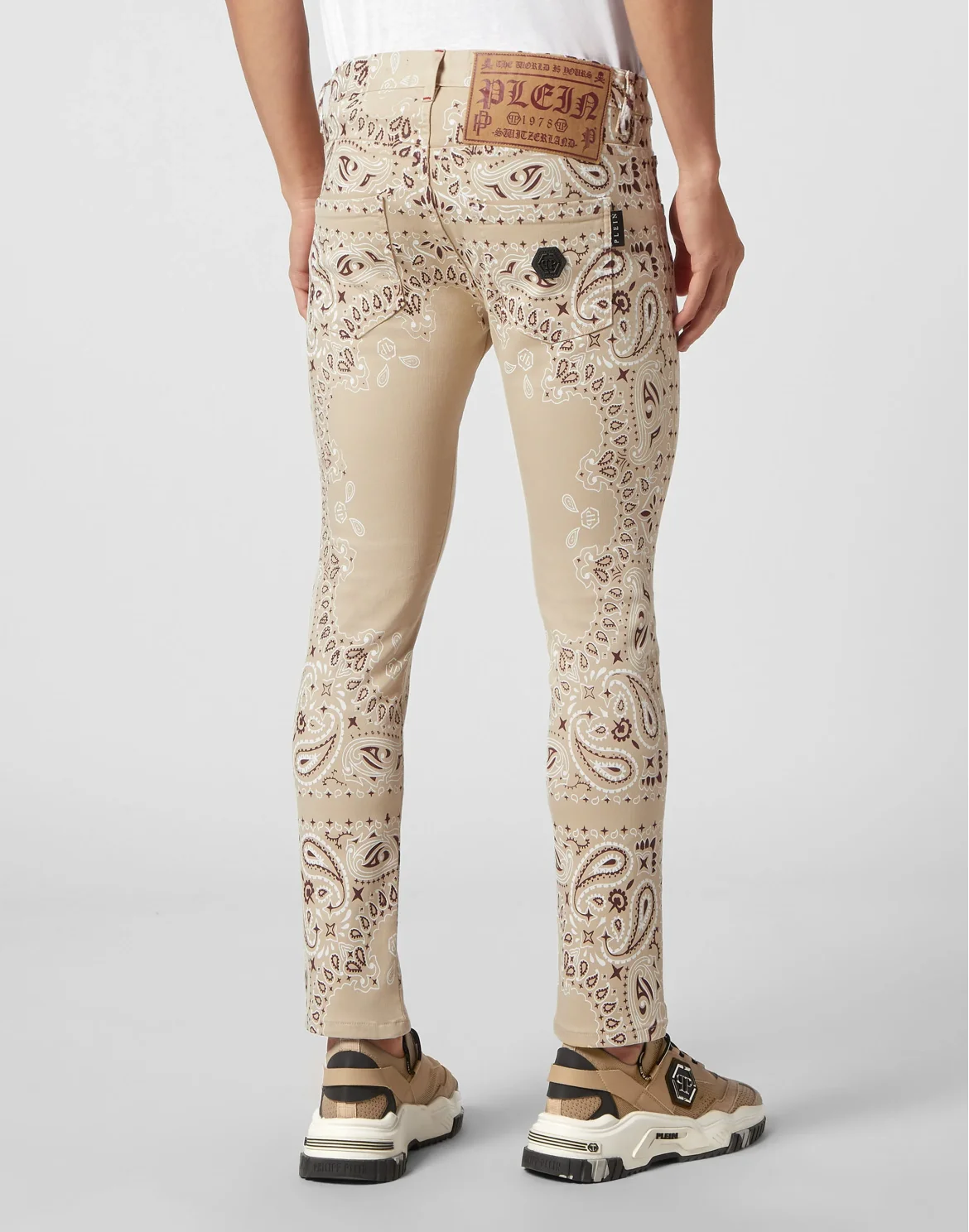 Denim Trousers Skinny Fit Paisley Bandana, цвет: Бежевый