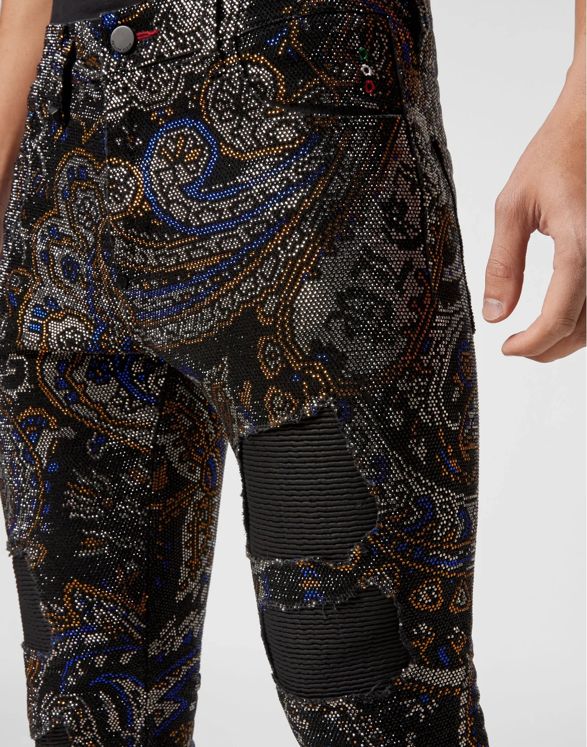 Denim Trousers Super Straight Cut Fit Paisley Stones, цвет: Черный