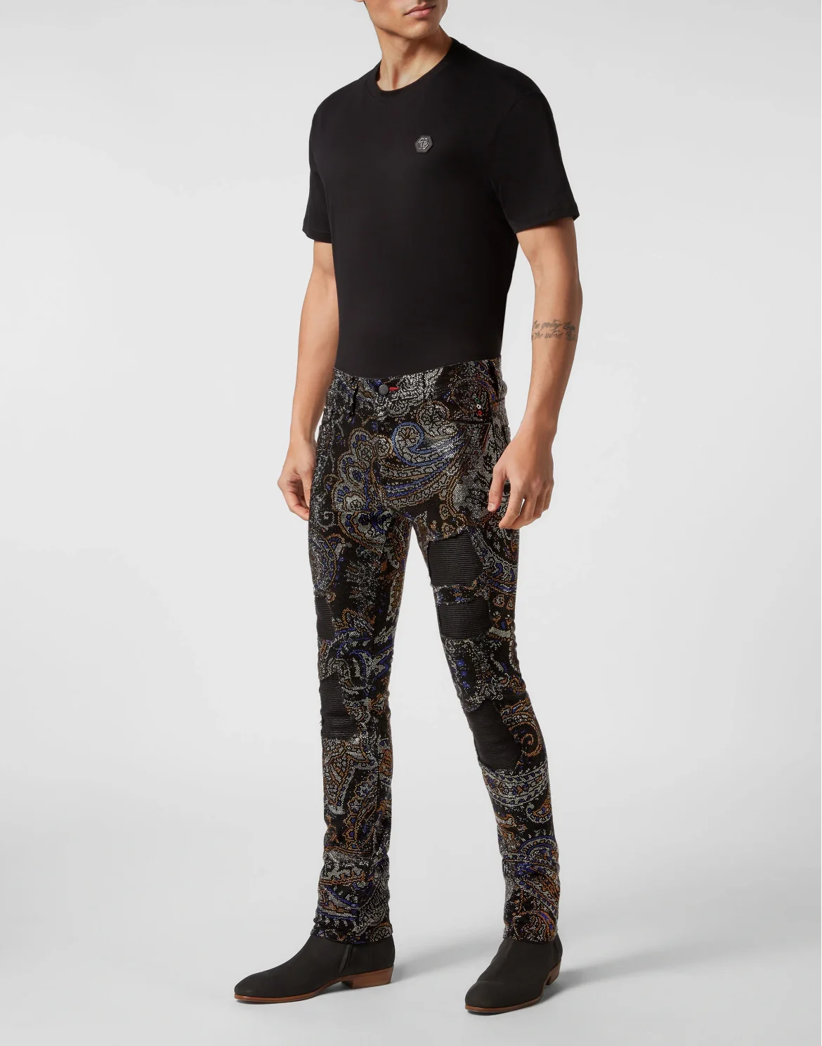 Denim Trousers Super Straight Cut Fit Paisley Stones, цвет: Черный
