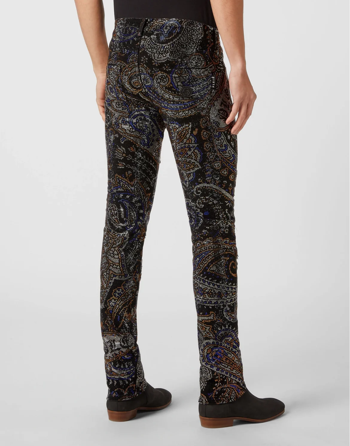 Denim Trousers Super Straight Cut Fit Paisley Stones, цвет: Черный