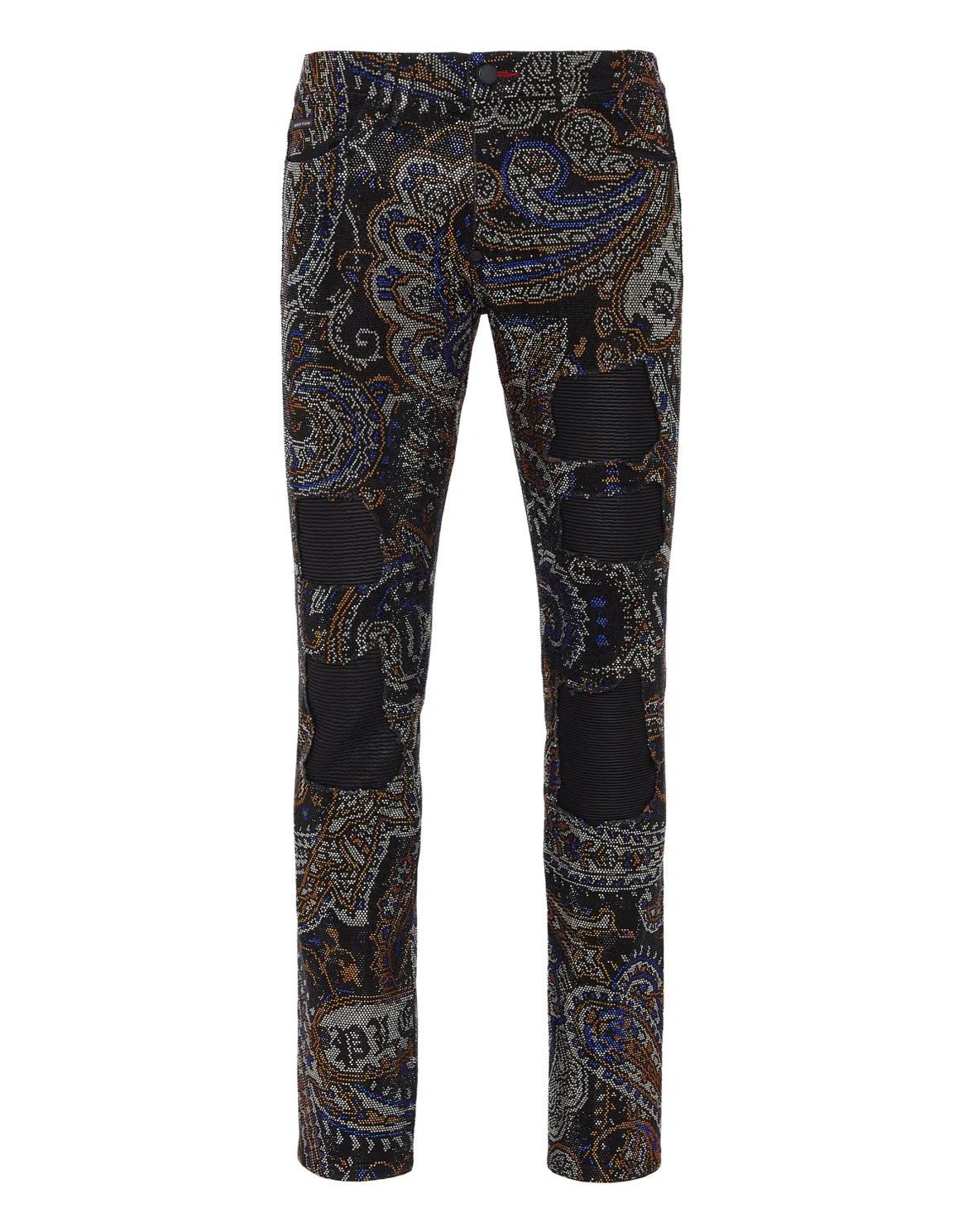 Denim Trousers Super Straight Cut Fit Paisley Stones, цвет: Черный