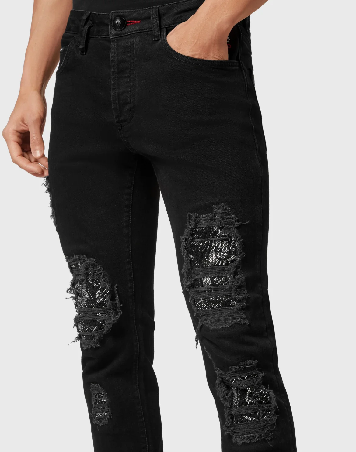 Denim Trousers Super Straight Cut Fit Paisley, цвет: Черный