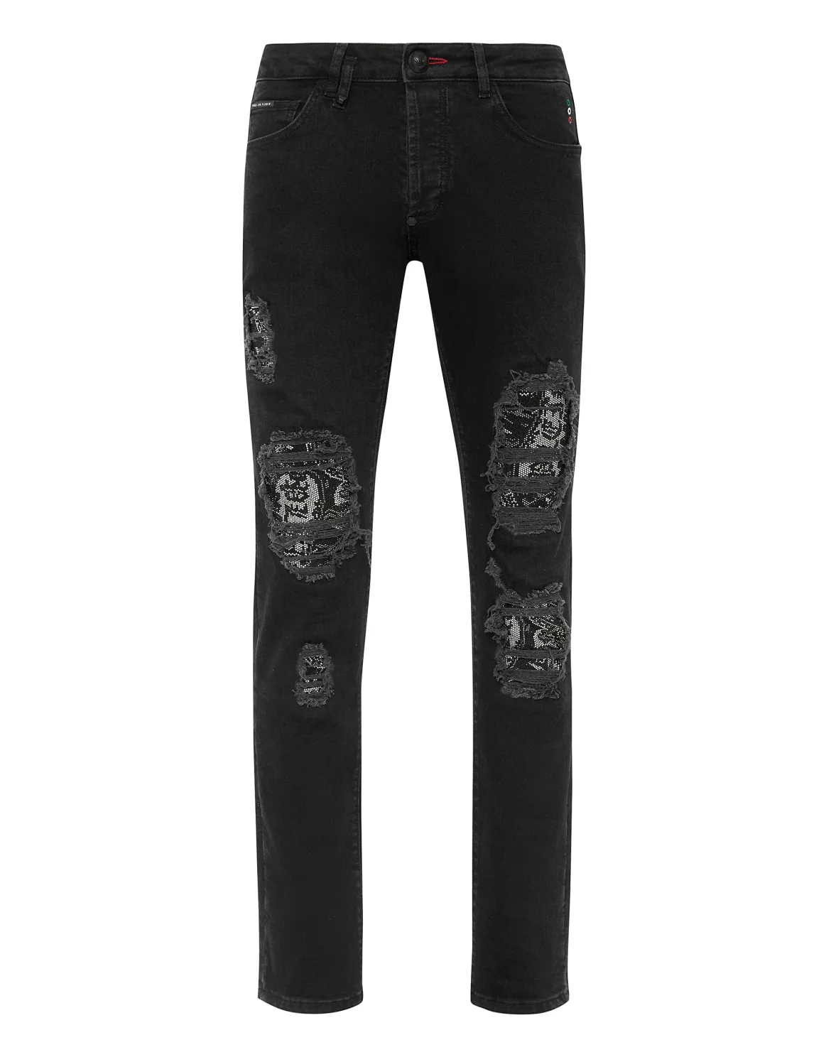 Denim Trousers Super Straight Cut Fit Paisley, цвет: Черный