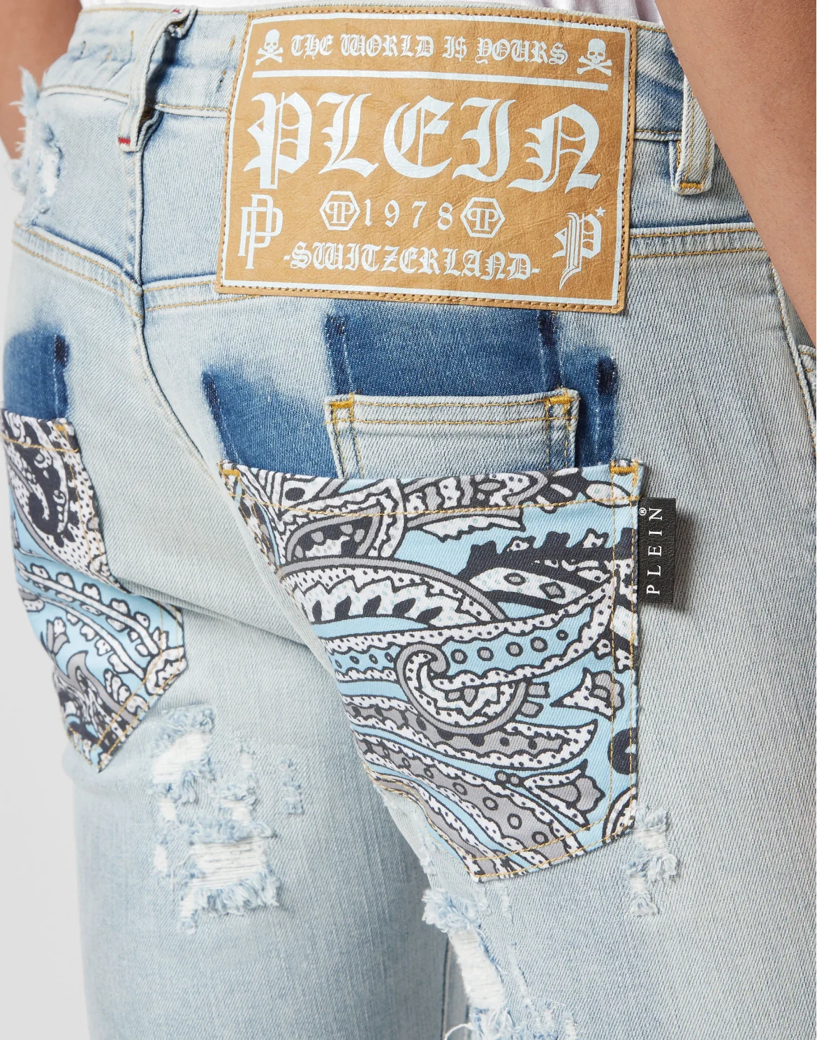 Denim Trousers Slim Fit Paisley, цвет: Голубой